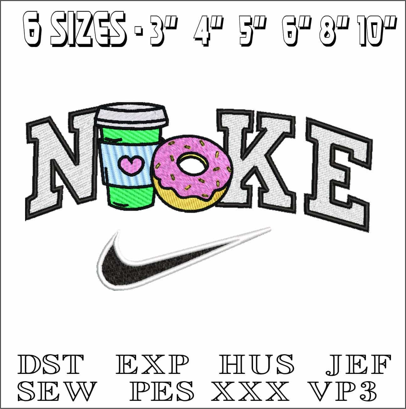 Nike Coffee and Donut-Elegant embroidery design file - instant download — view 2