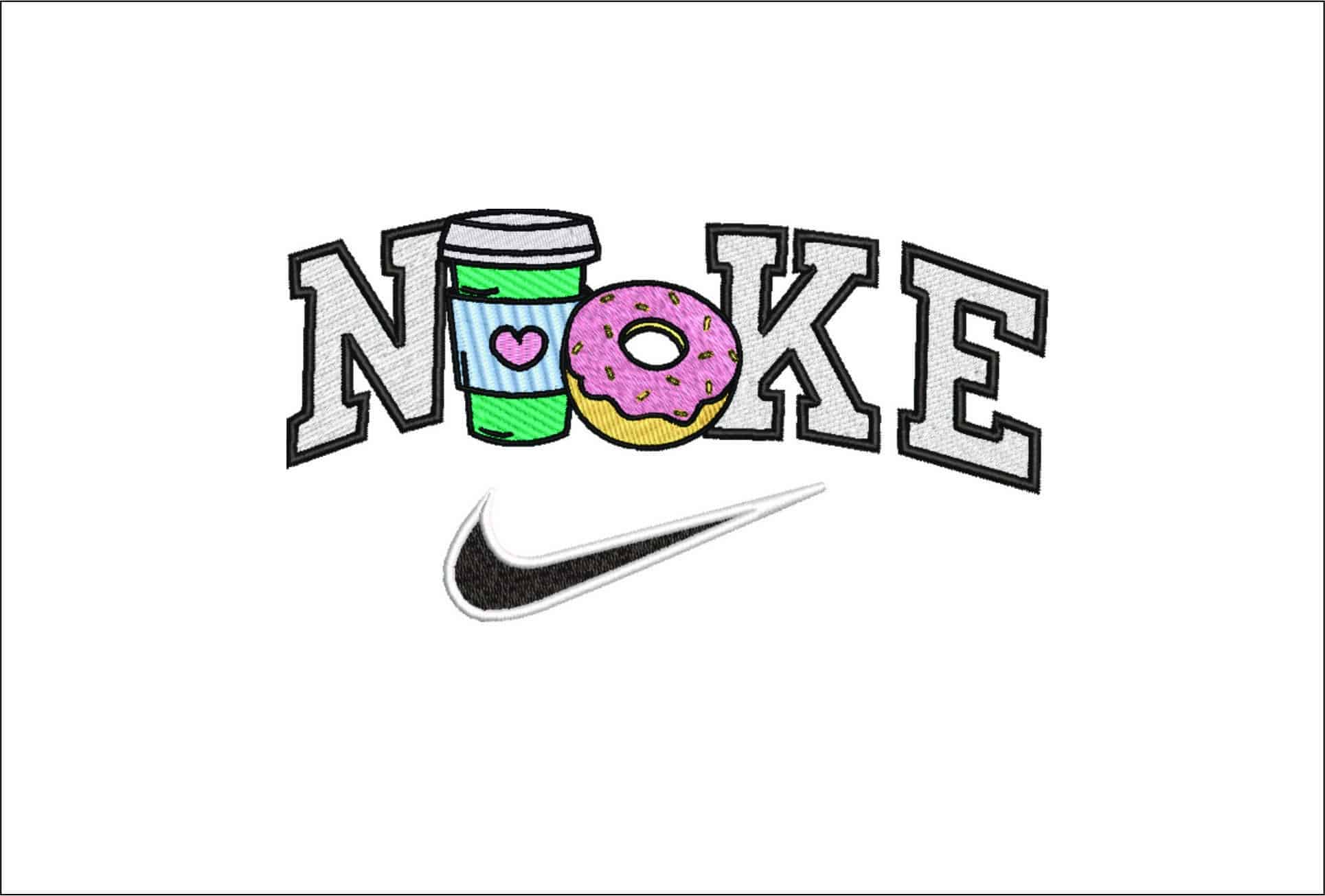 Nike Coffee and Donut-Elegant embroidery design file - instant download