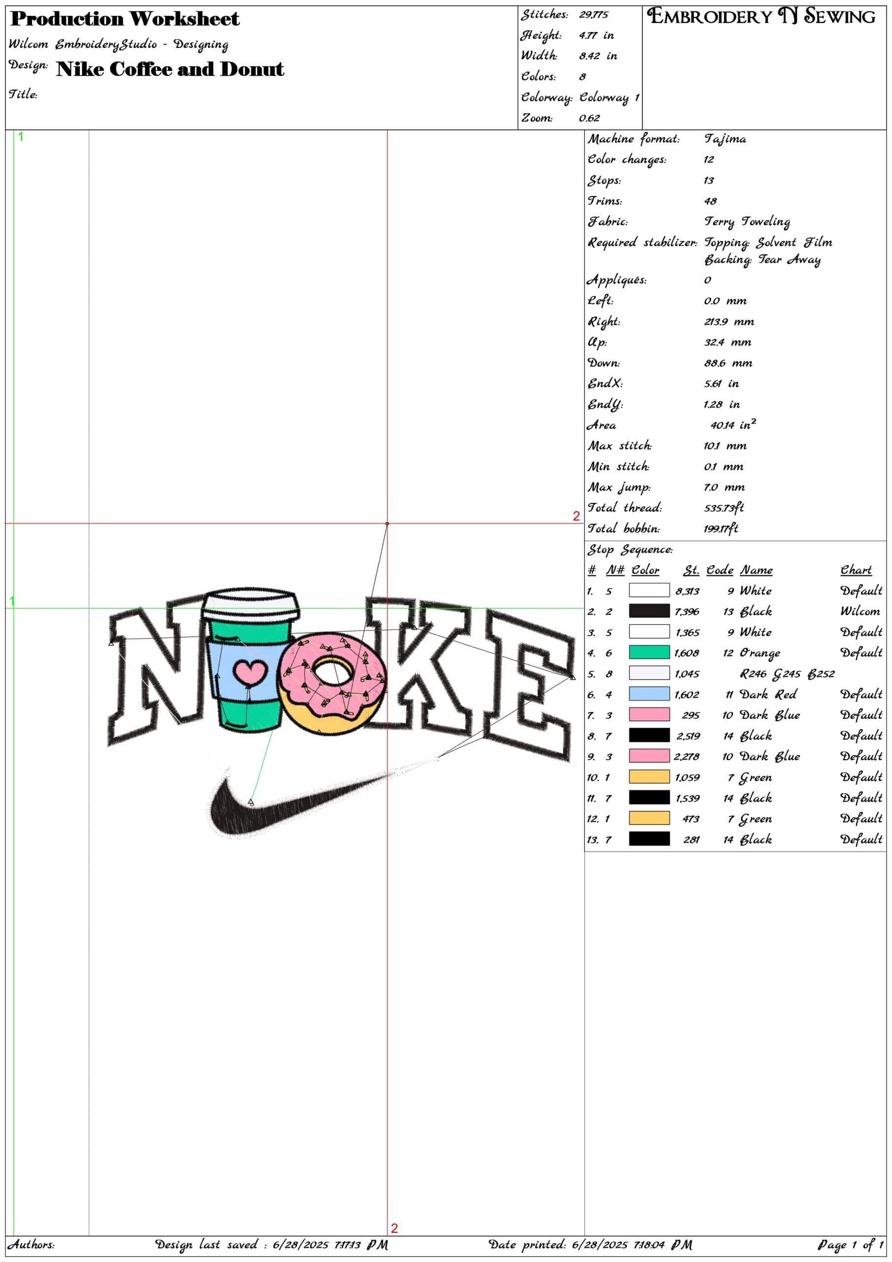 Nike Coffee and Donut-Elegant embroidery design file - instant download — view 3
