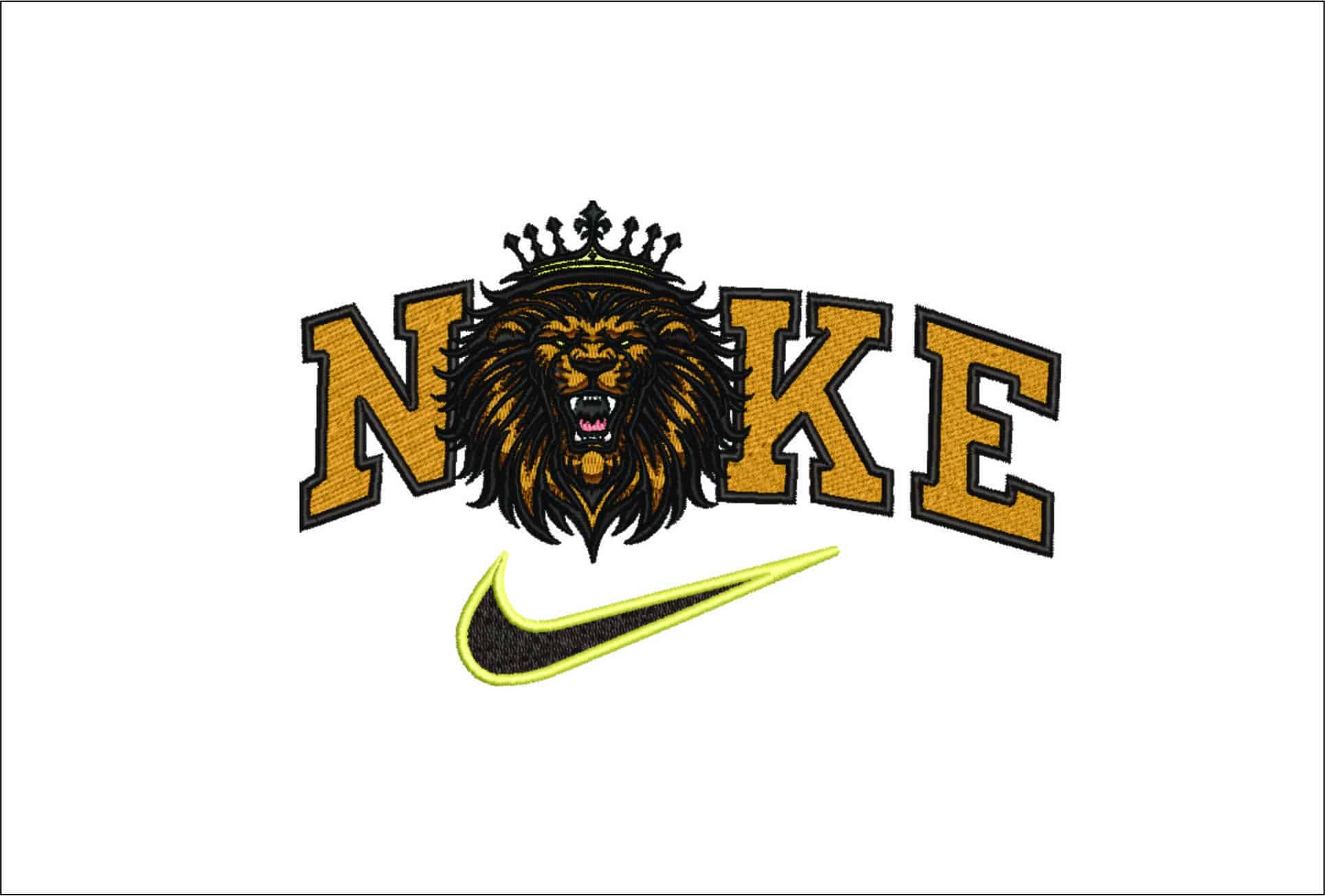 Nike Color Lion Roaring with Crown-Elegant embroidery design file - instant download
