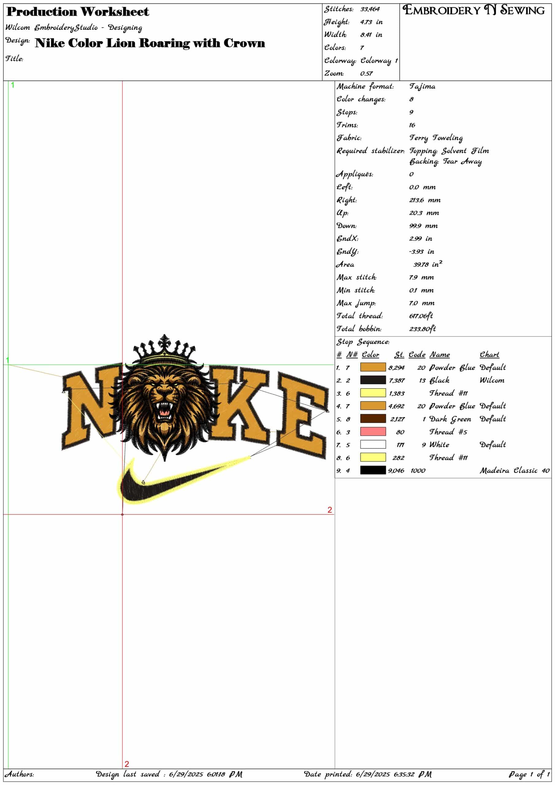 Nike Color Lion Roaring with Crown-Elegant embroidery design file - instant download — view 3
