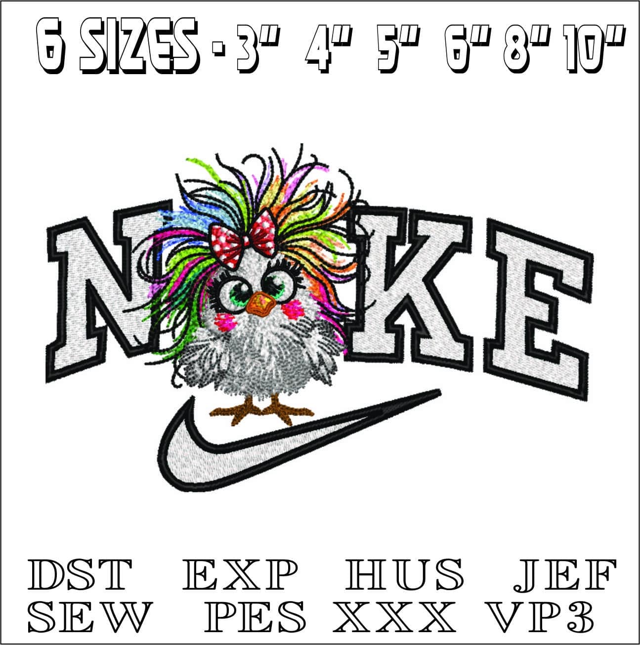 Nike Crazy Funny Chicken-Elegant embroidery design file - instant download — view 2