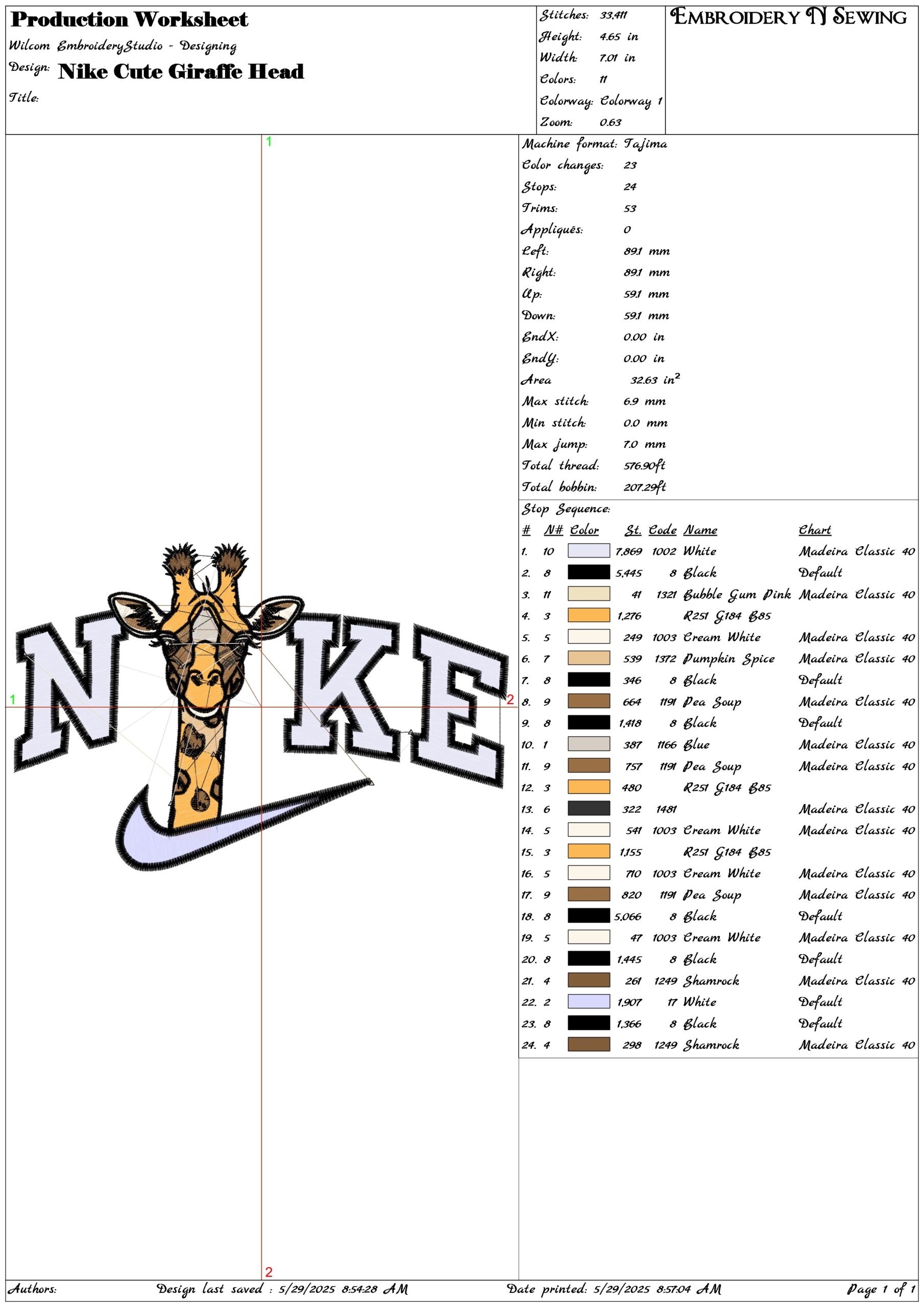 Nike Cute Giraffe Head-Elegant embroidery design file - instant download — view 3