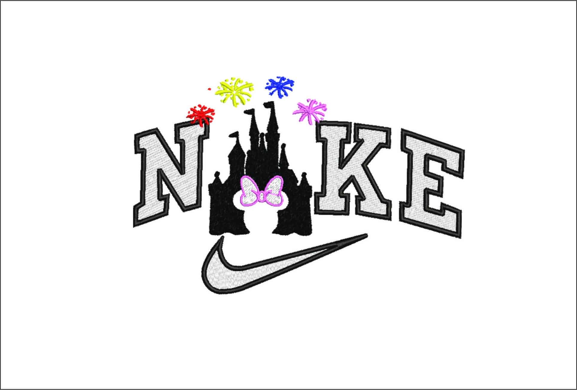 Nike Disney Castle with Fireworks-Elegant embroidery design file - instant download