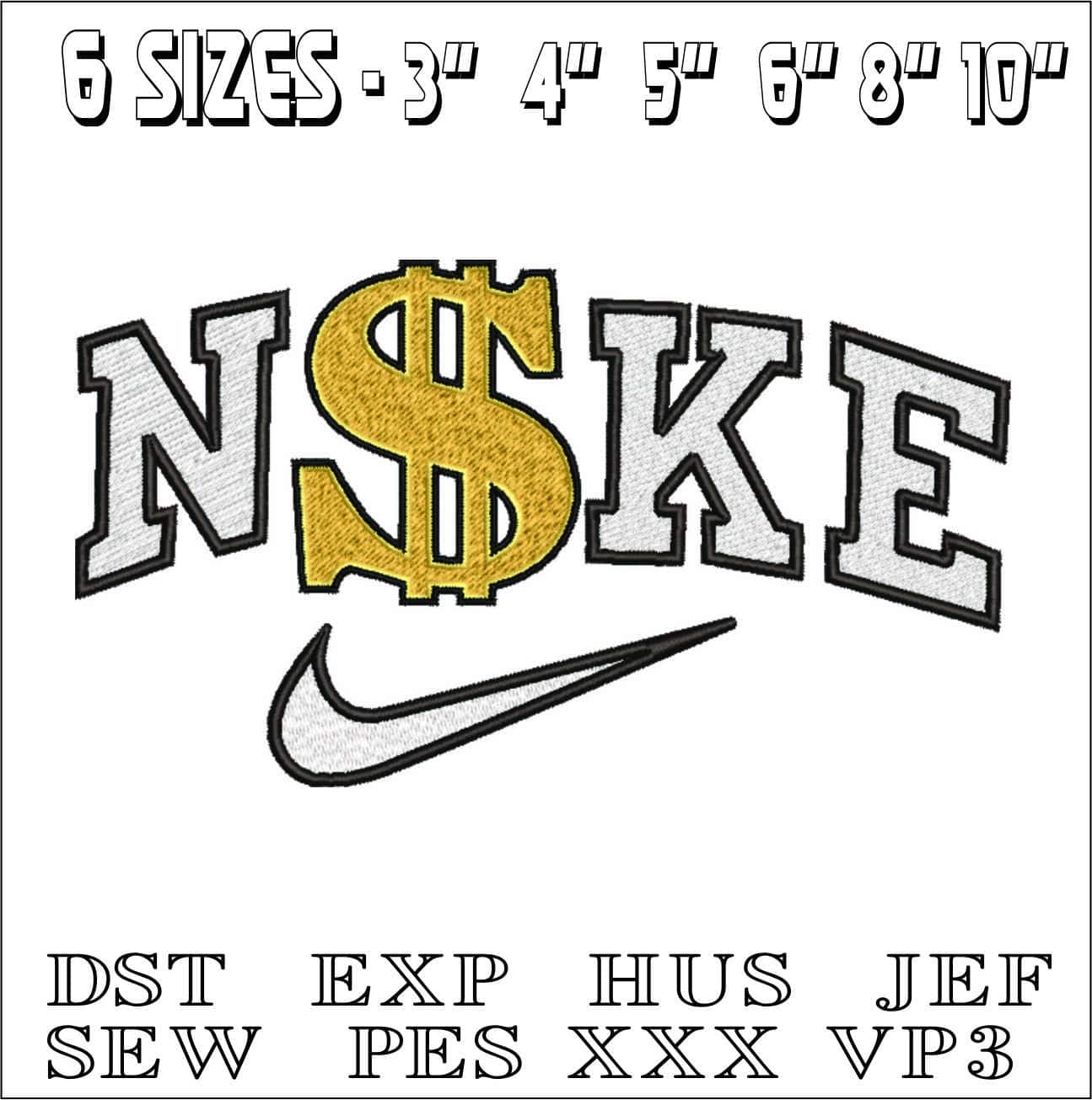 Nike Dollar Sign-Elegant embroidery design file - instant download — view 2