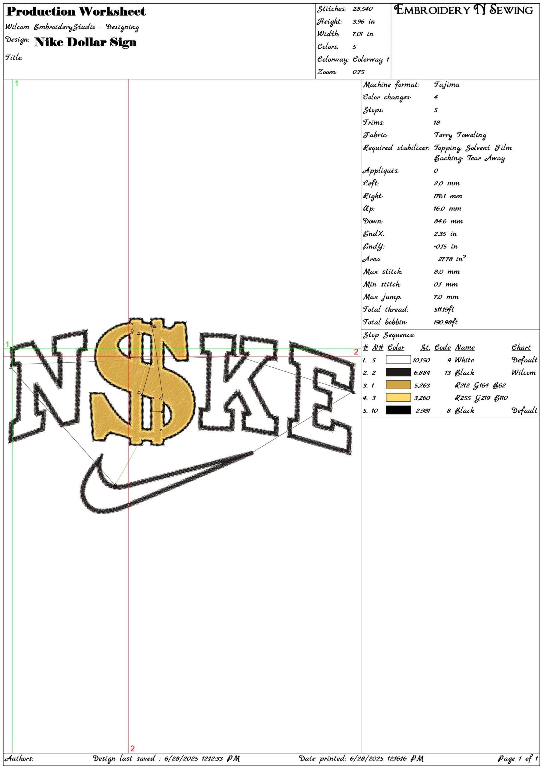 Nike Dollar Sign-Elegant embroidery design file - instant download — view 3