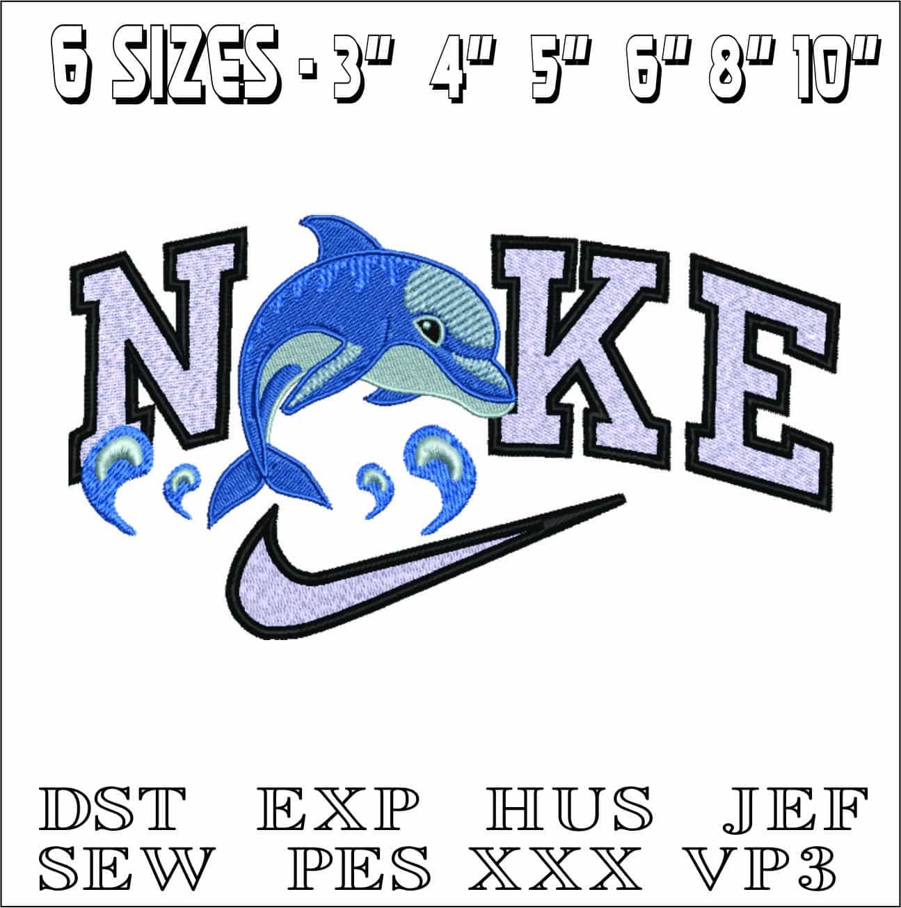 Nike Dolphin-Elegant embroidery design file - instant download — view 2