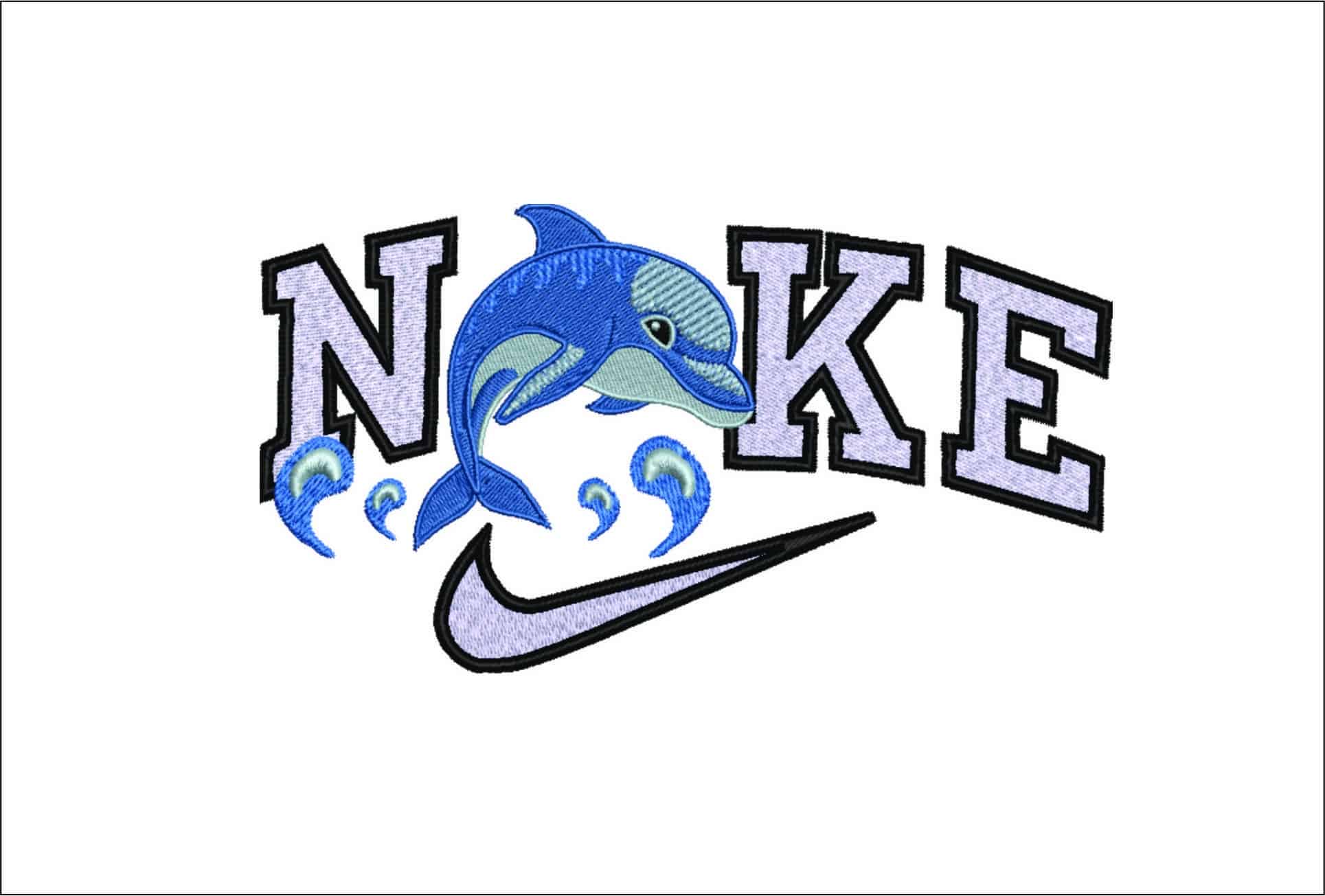 Nike Dolphin-Elegant embroidery design file - instant download