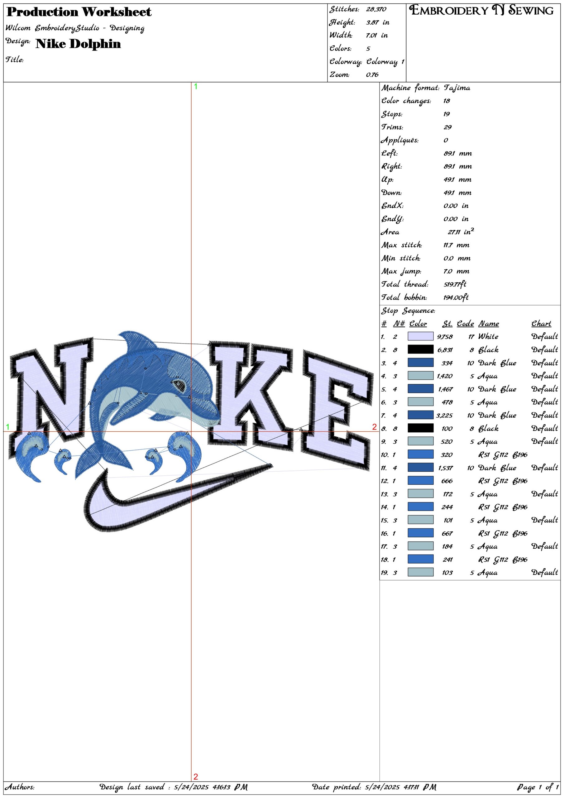 Nike Dolphin-Elegant embroidery design file - instant download — view 3