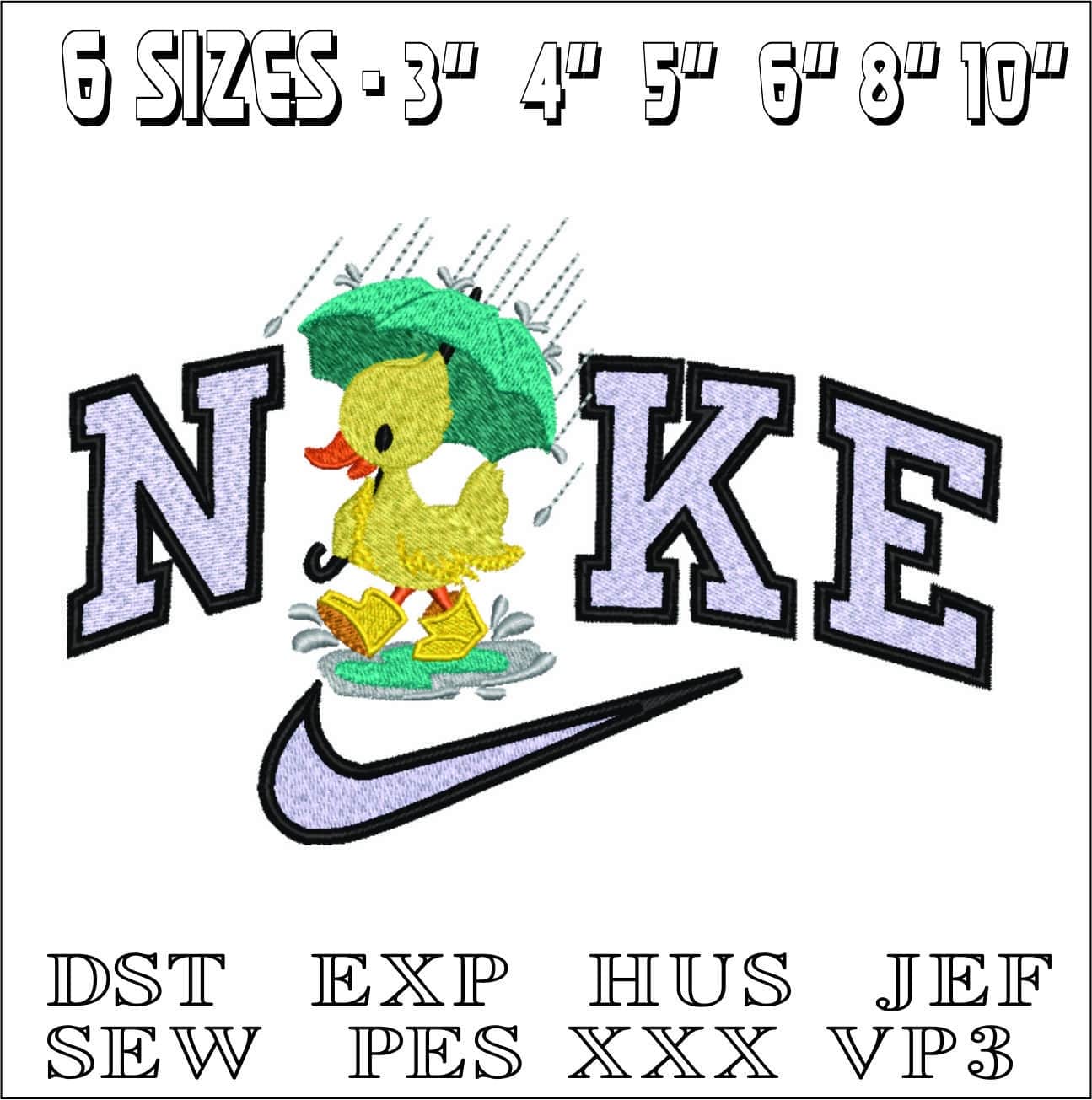 Nike Duck in the Rain-Elegant embroidery design file - instant download — view 2
