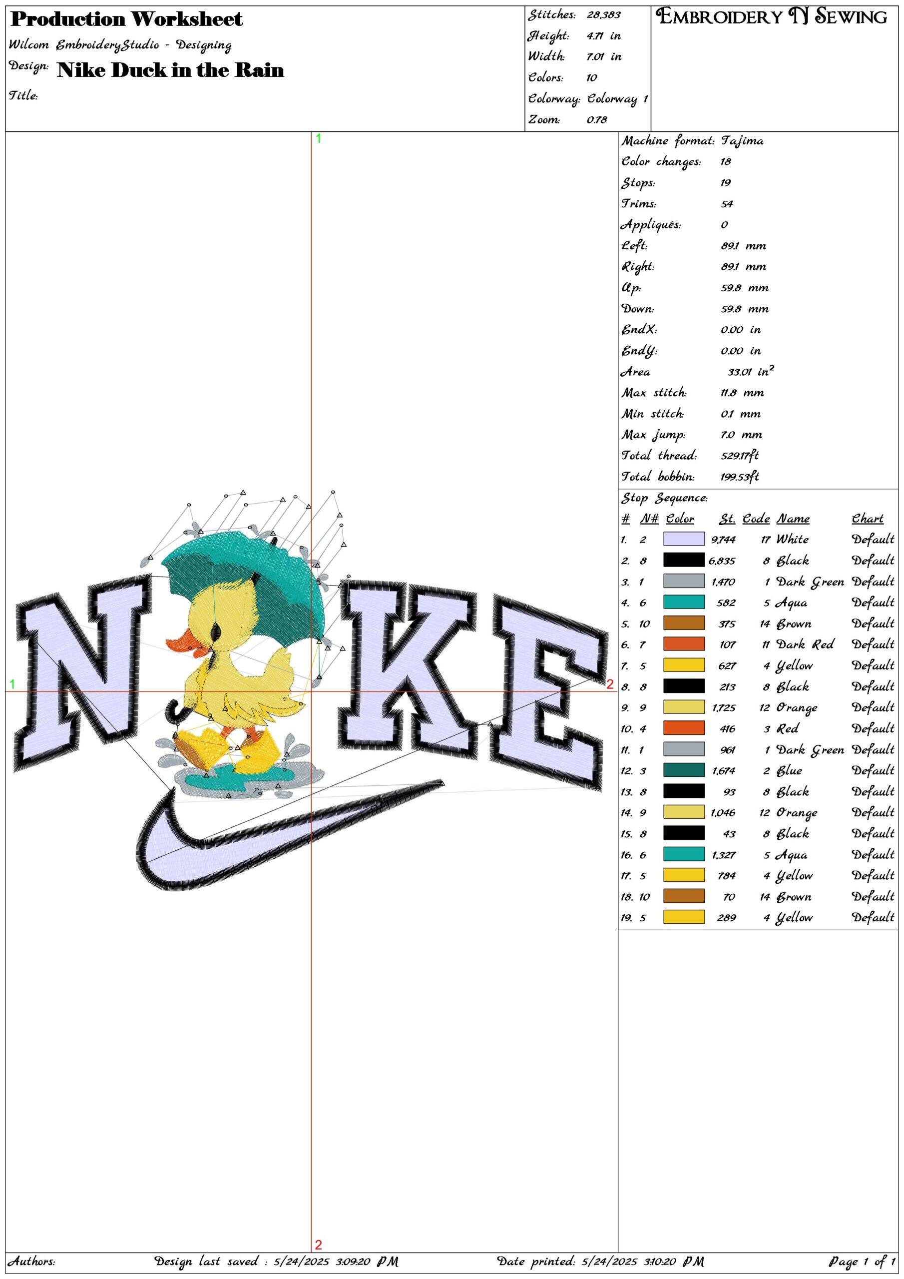 Nike Duck in the Rain-Elegant embroidery design file - instant download — view 3