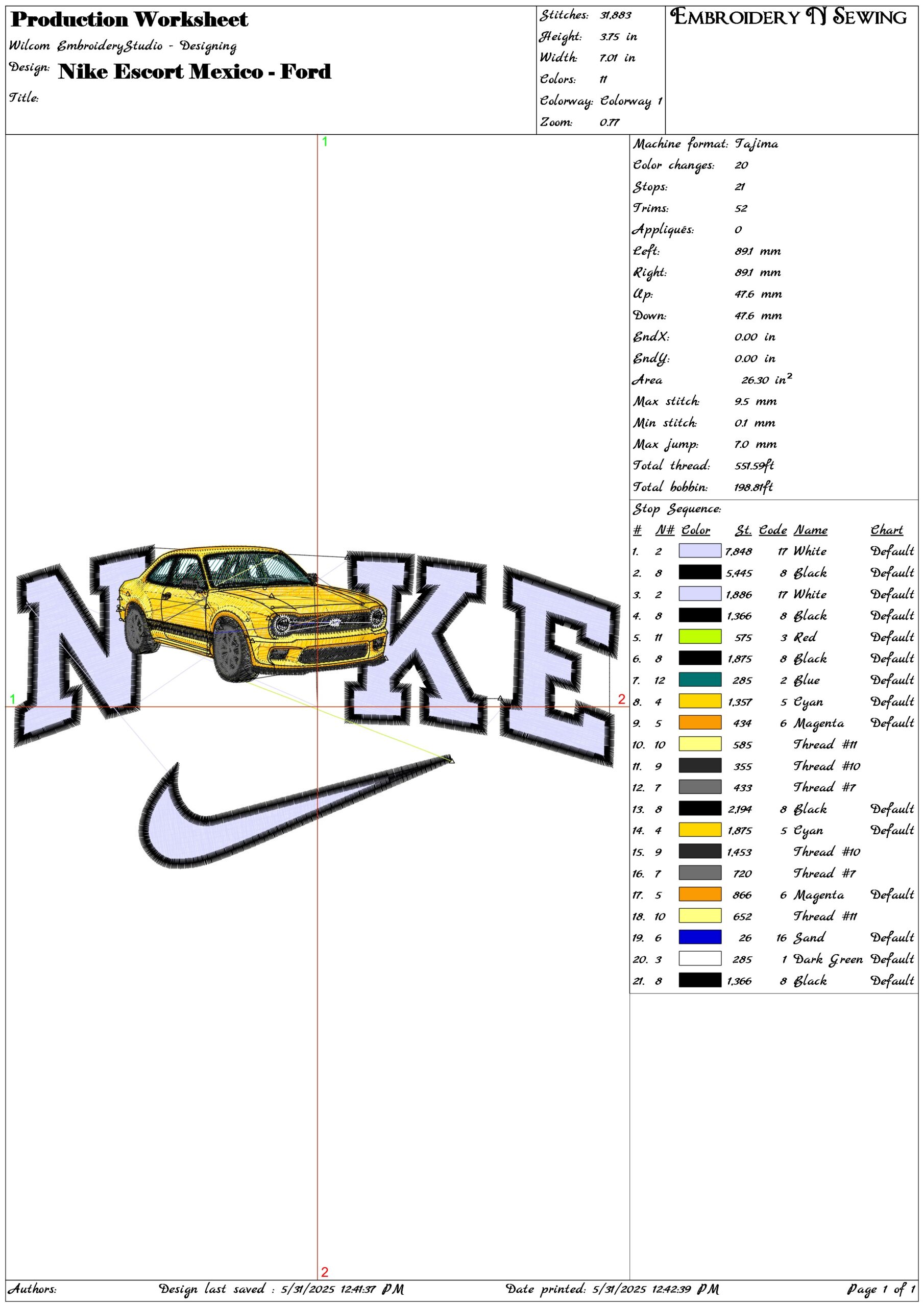 Nike Escort Mexico - Ford-Elegant embroidery design file - instant download — view 3