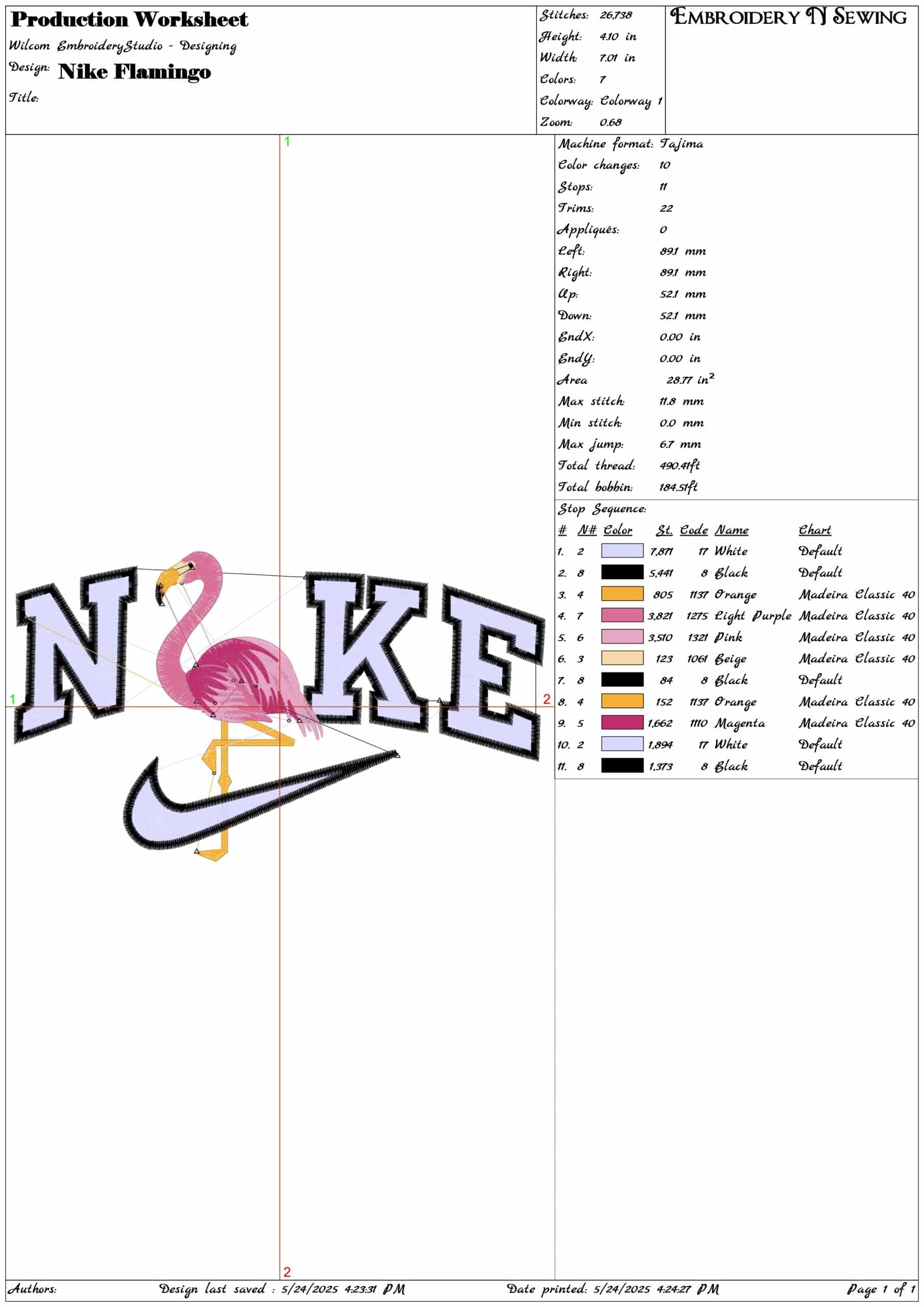 Nike Flamingo-Elegant embroidery design file - instant download — view 3