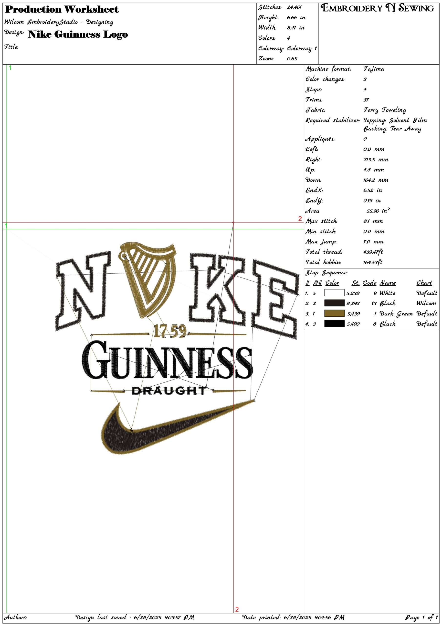 Nike Guinness Logo-Elegant embroidery design file - instant download — view 3