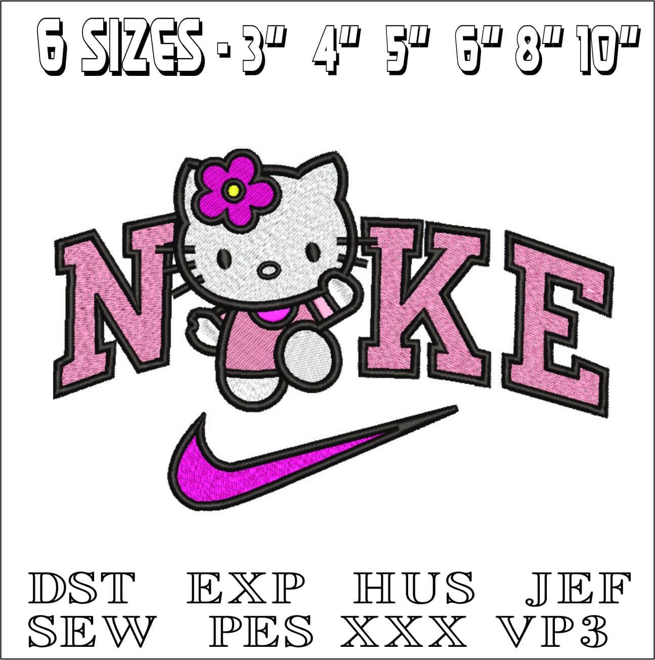 Nike Hello Kitty-Elegant embroidery design file - instant download — view 2