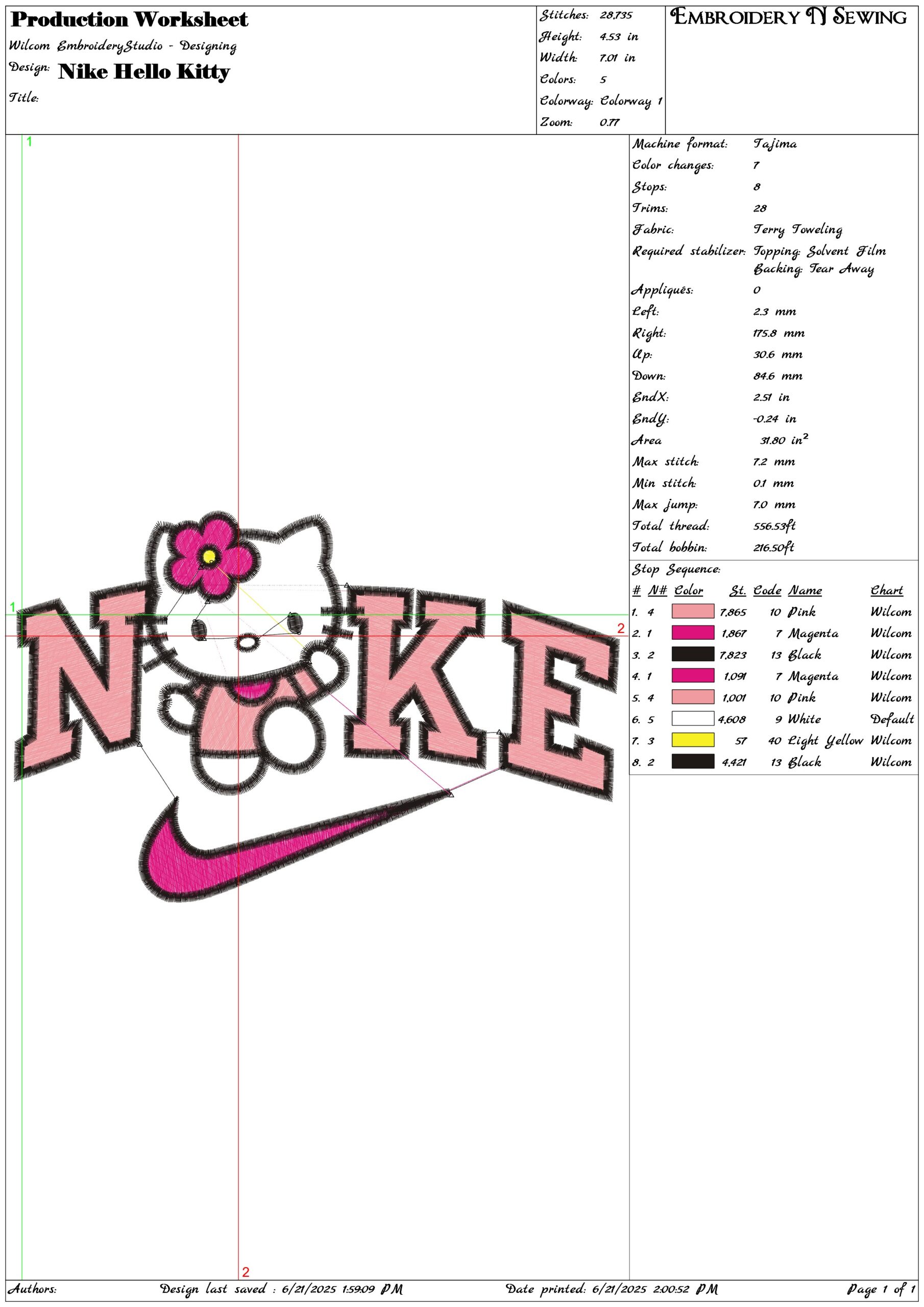 Nike Hello Kitty-Elegant embroidery design file - instant download — view 3