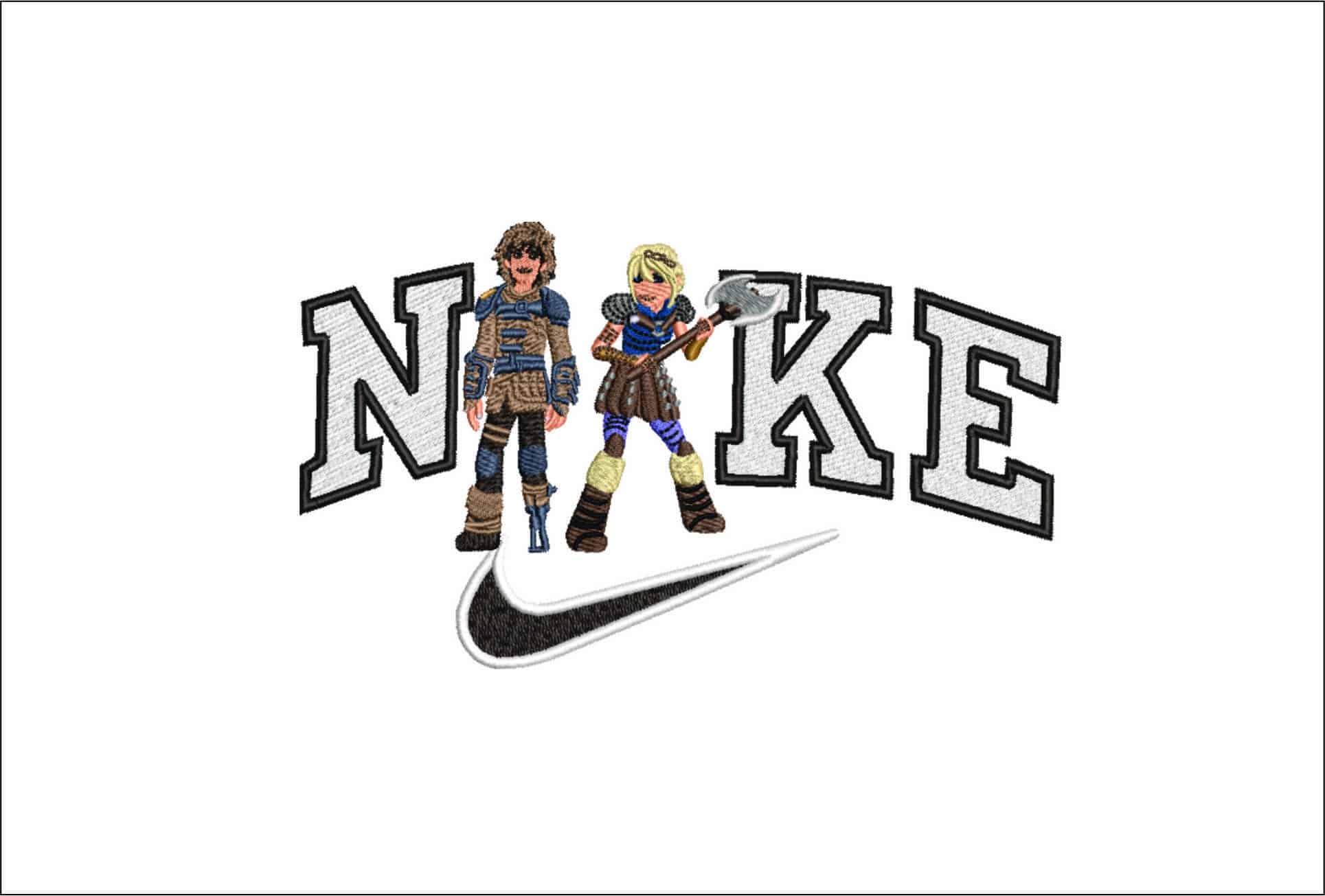 Nike Hiccup and Astrid How to Train a Dragon-Elegant embroidery design file - instant download