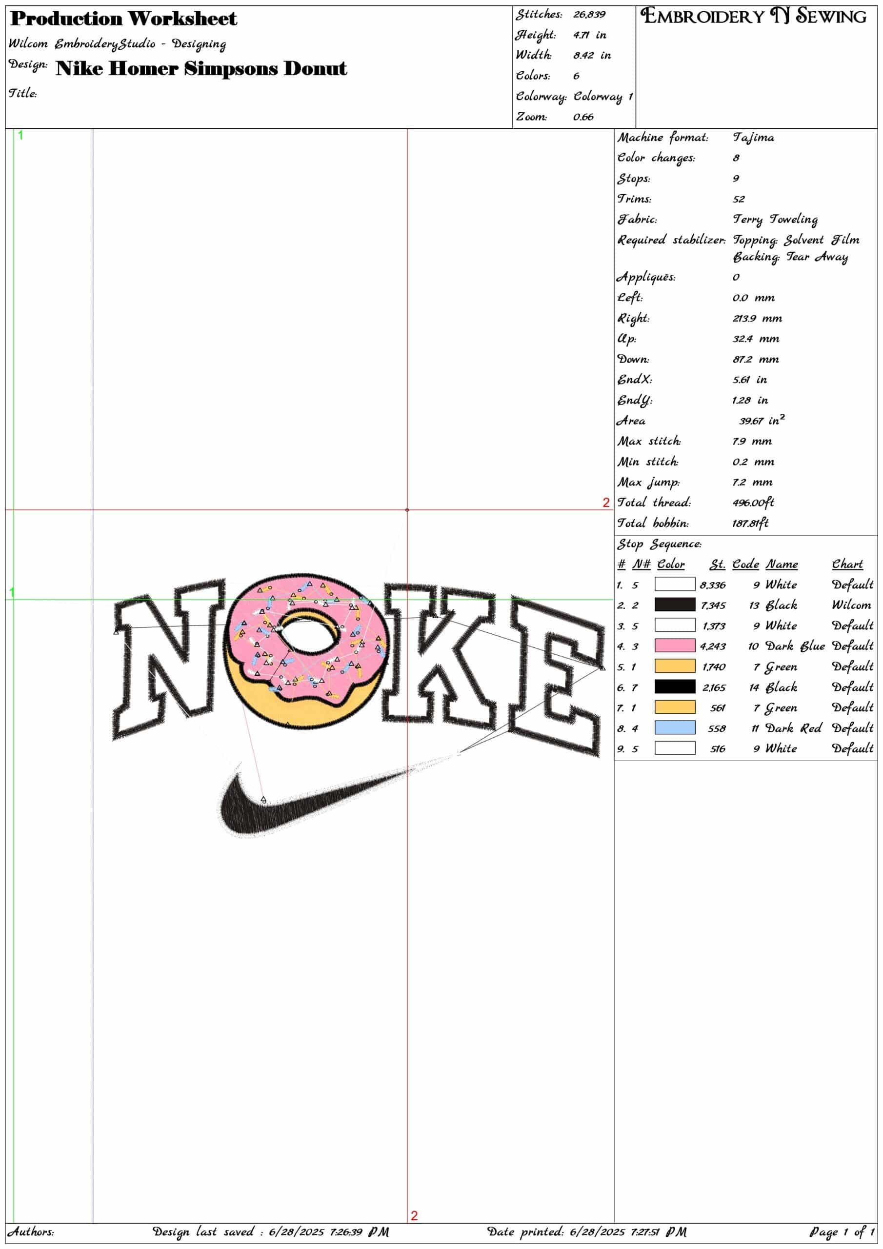 Nike Homer Simpsons Donut-Elegant embroidery design file - instant download — view 3