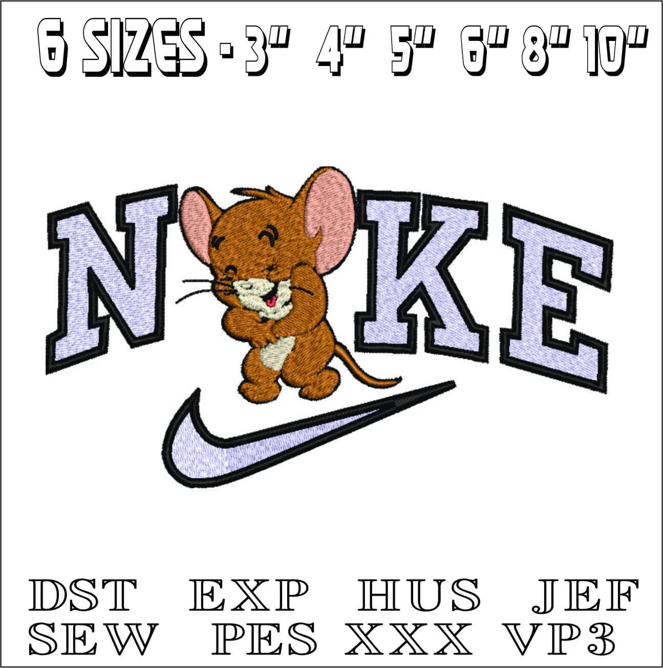 Nike Jerry Mouse Laughing-Elegant embroidery design file - instant download — view 2