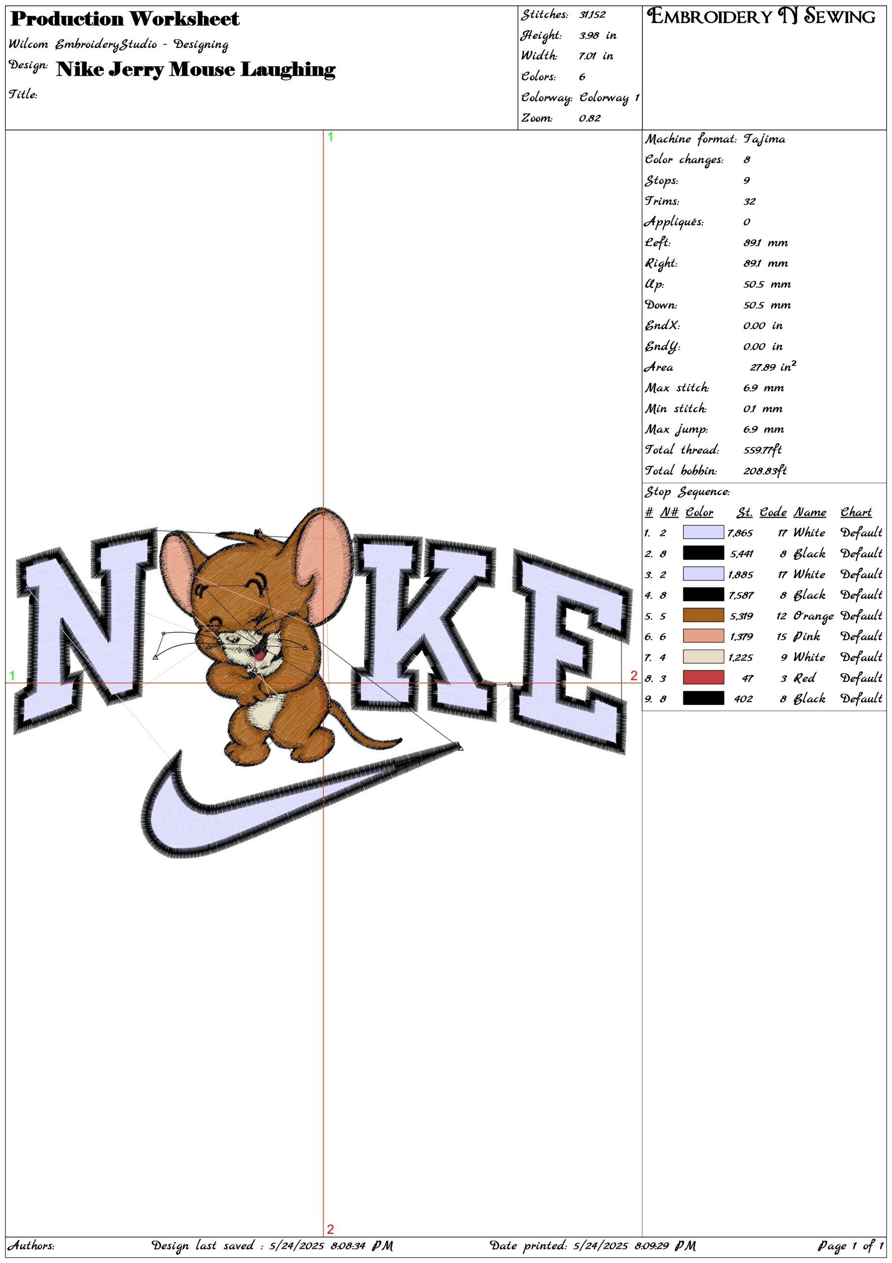 Nike Jerry Mouse Laughing-Elegant embroidery design file - instant download — view 3