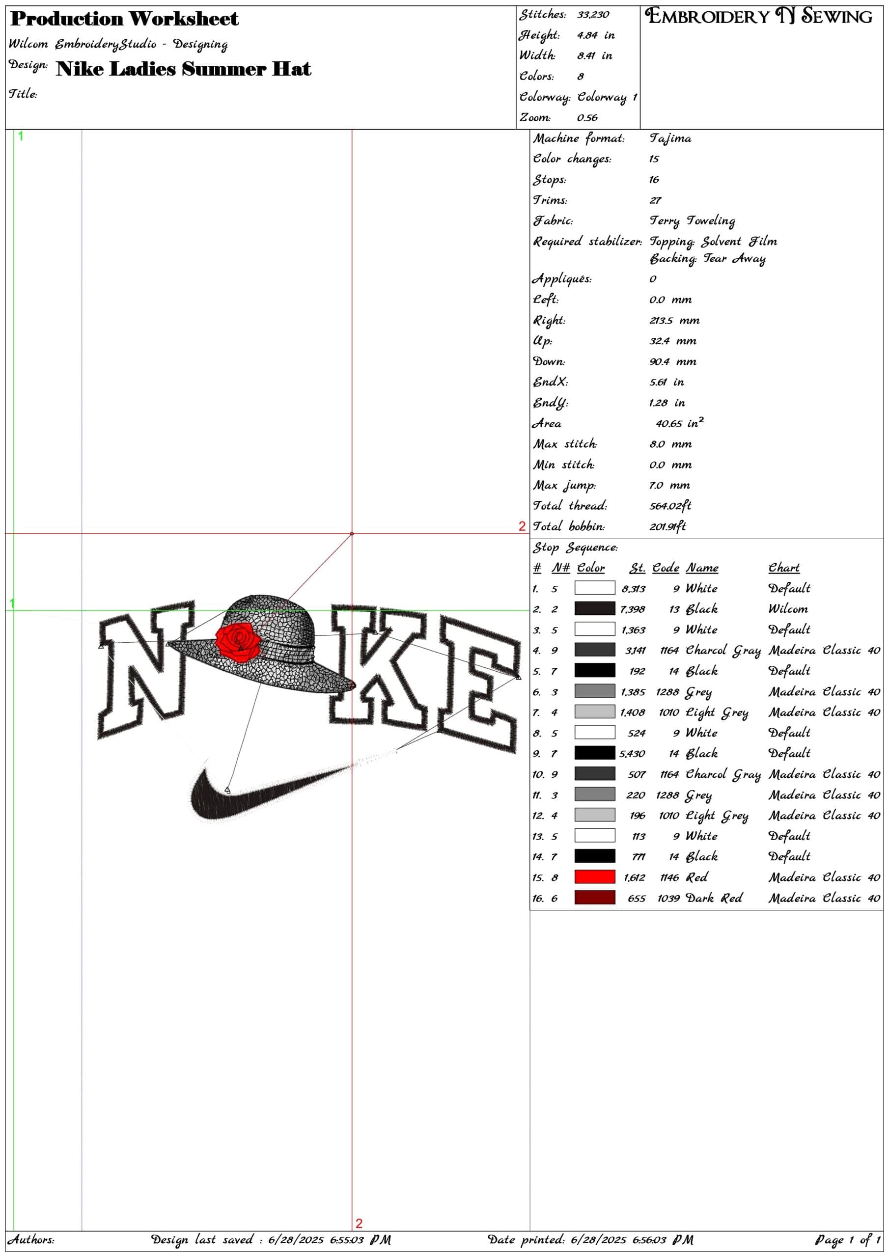 Nike Ladies Summer Hat-Elegant embroidery design file - instant download — view 3