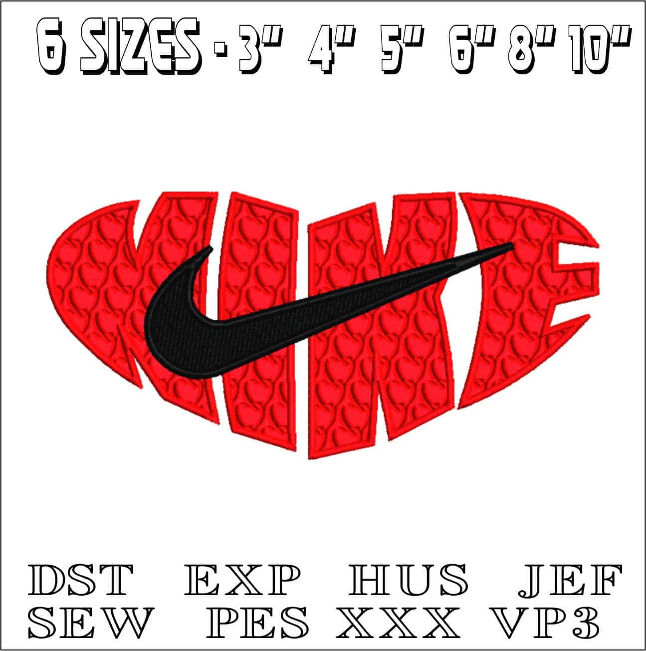 Nike Love Heart-Elegant embroidery design file - instant download — view 2