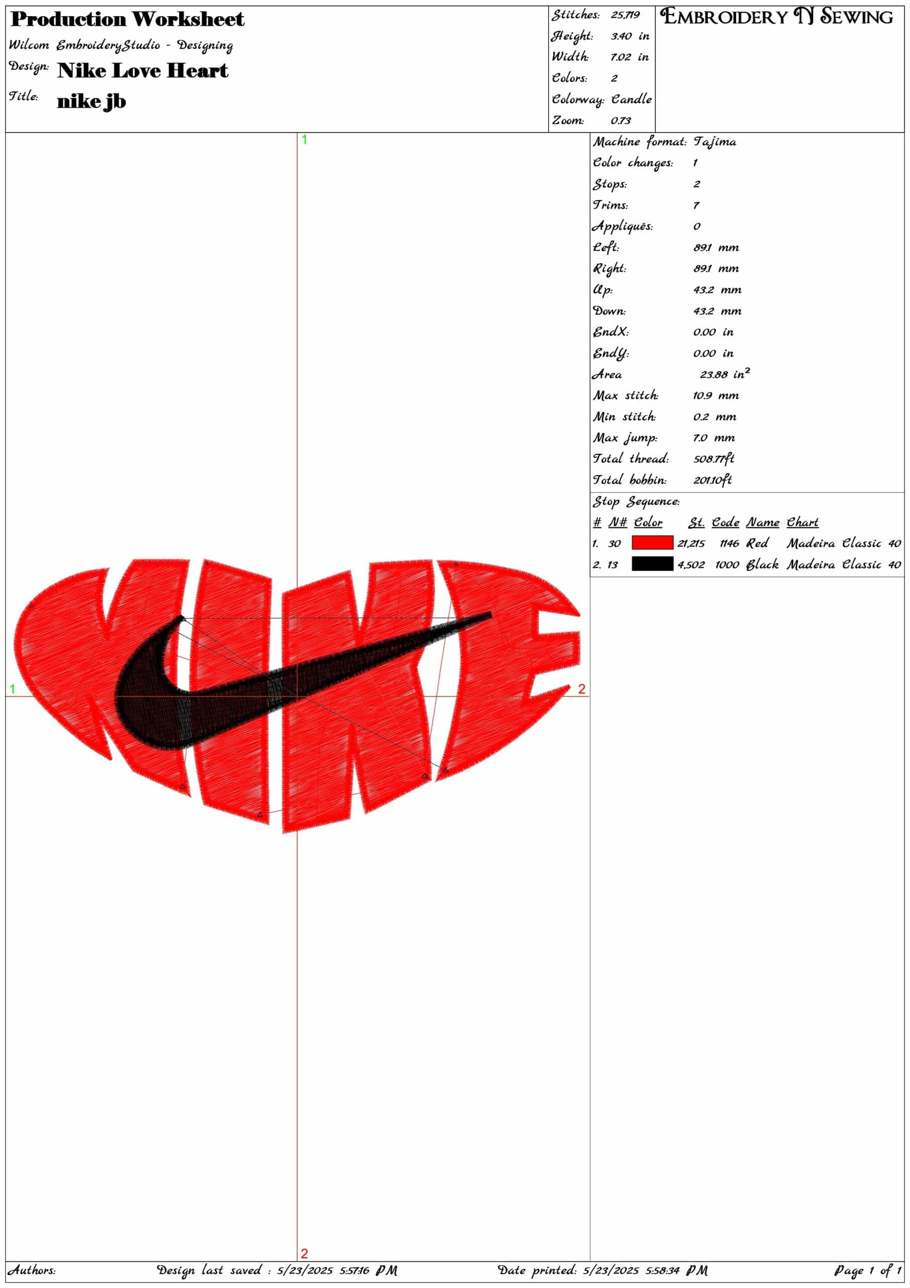 Nike Love Heart-Elegant embroidery design file - instant download — view 3