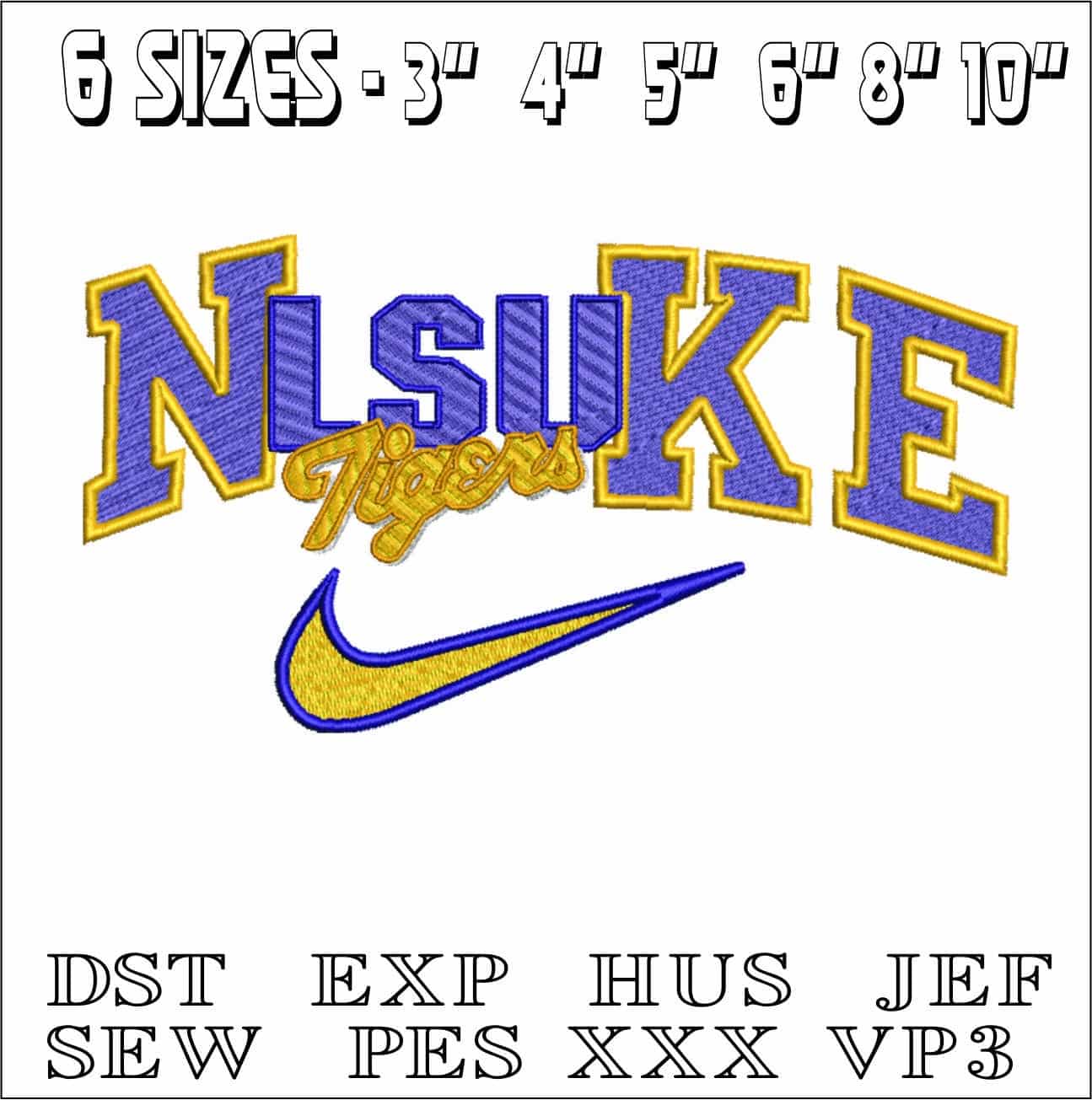 Nike LSU Tigers 1988 2002-Elegant embroidery design file - instant download — view 2