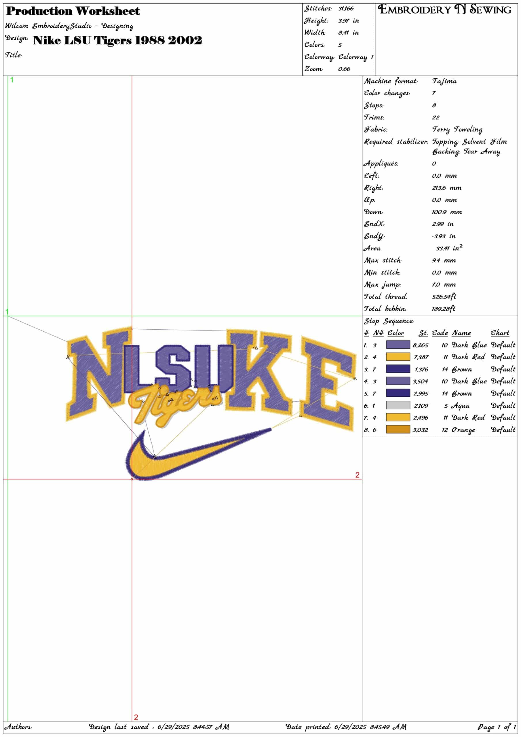 Nike LSU Tigers 1988 2002-Elegant embroidery design file - instant download — view 3