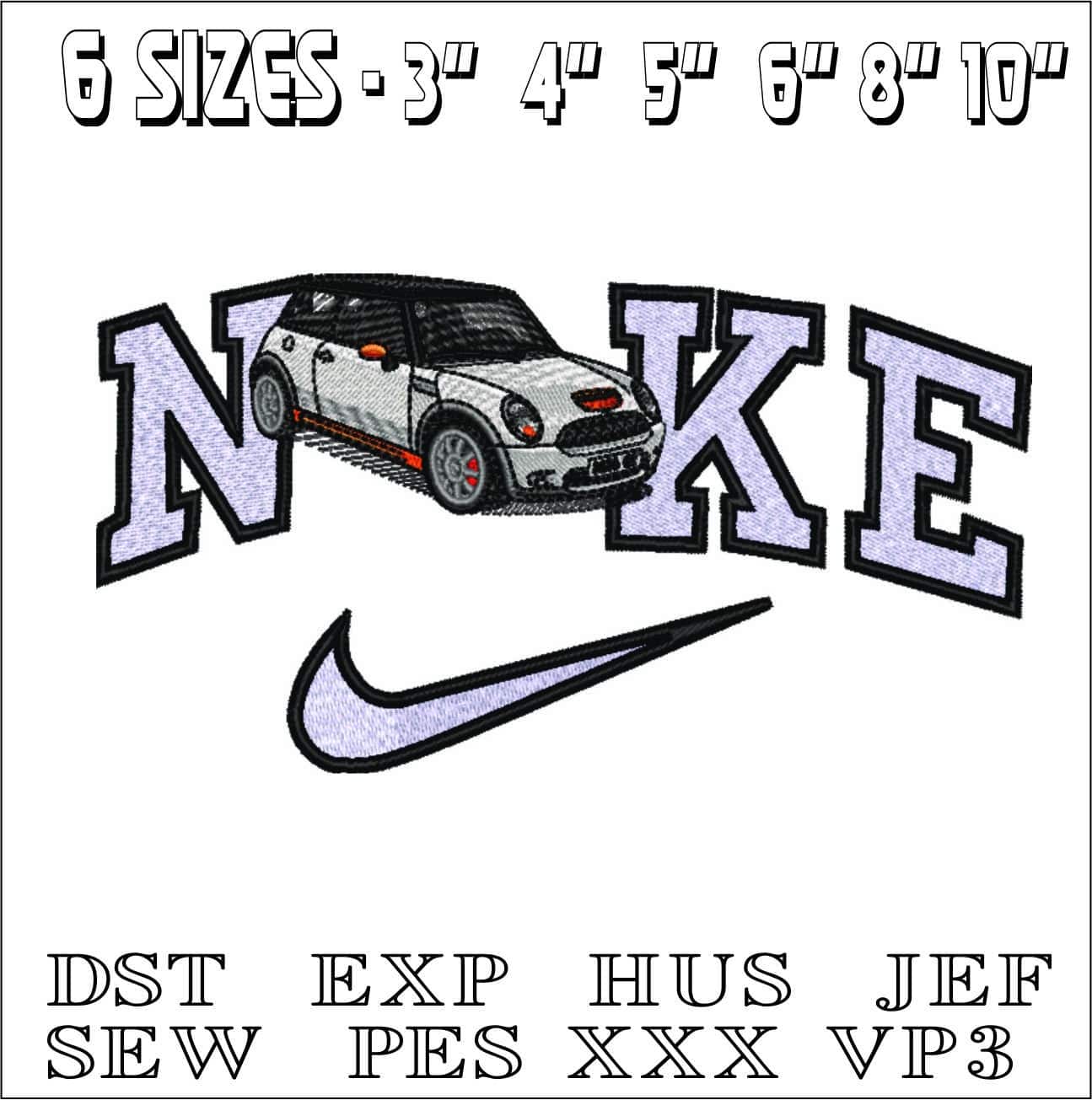 Nike Mini Cooper S-Elegant embroidery design file - instant download — view 2