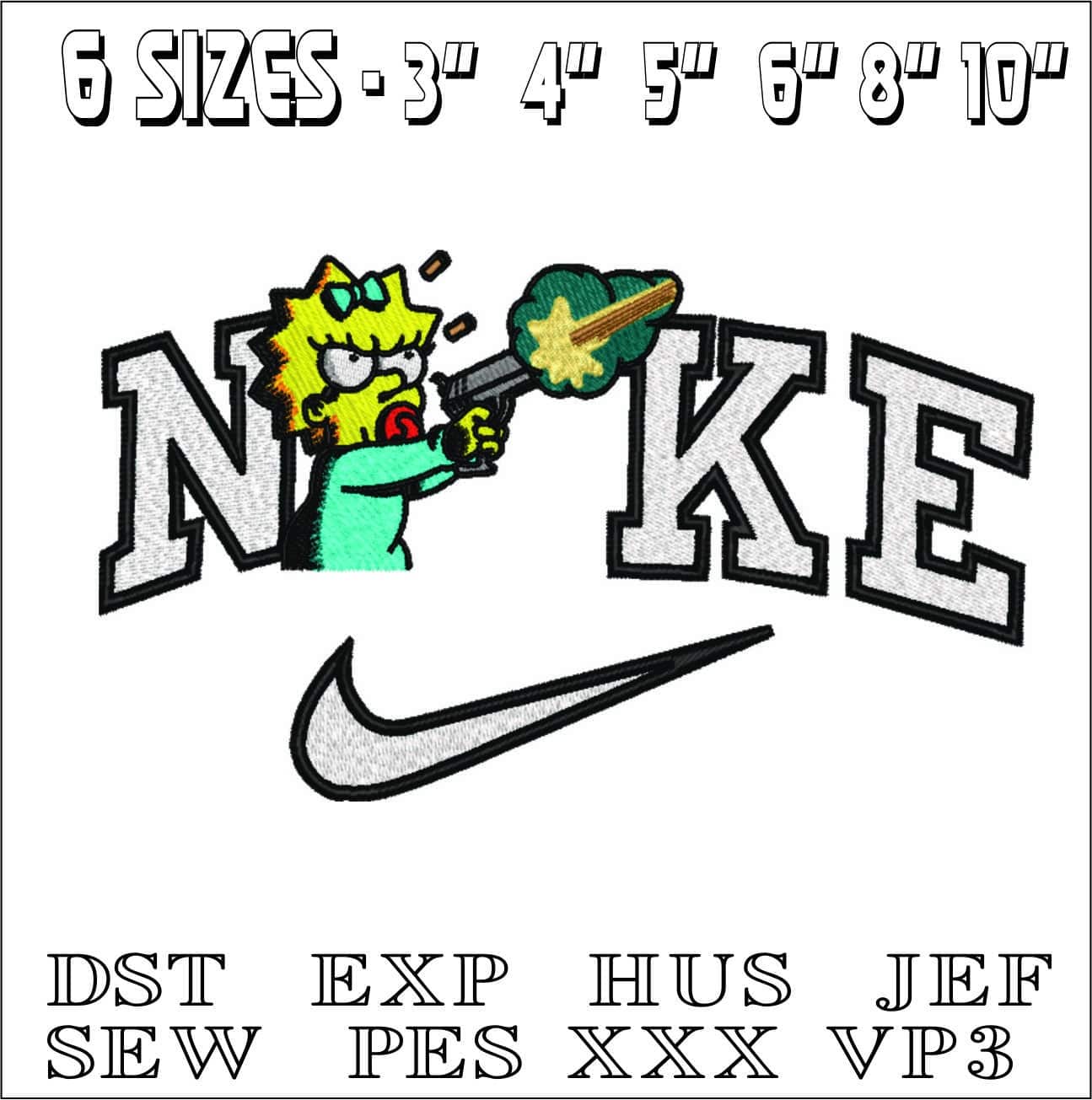 Nike Maggie Simpson Shooting gun-Elegant embroidery design file - instant download — view 2