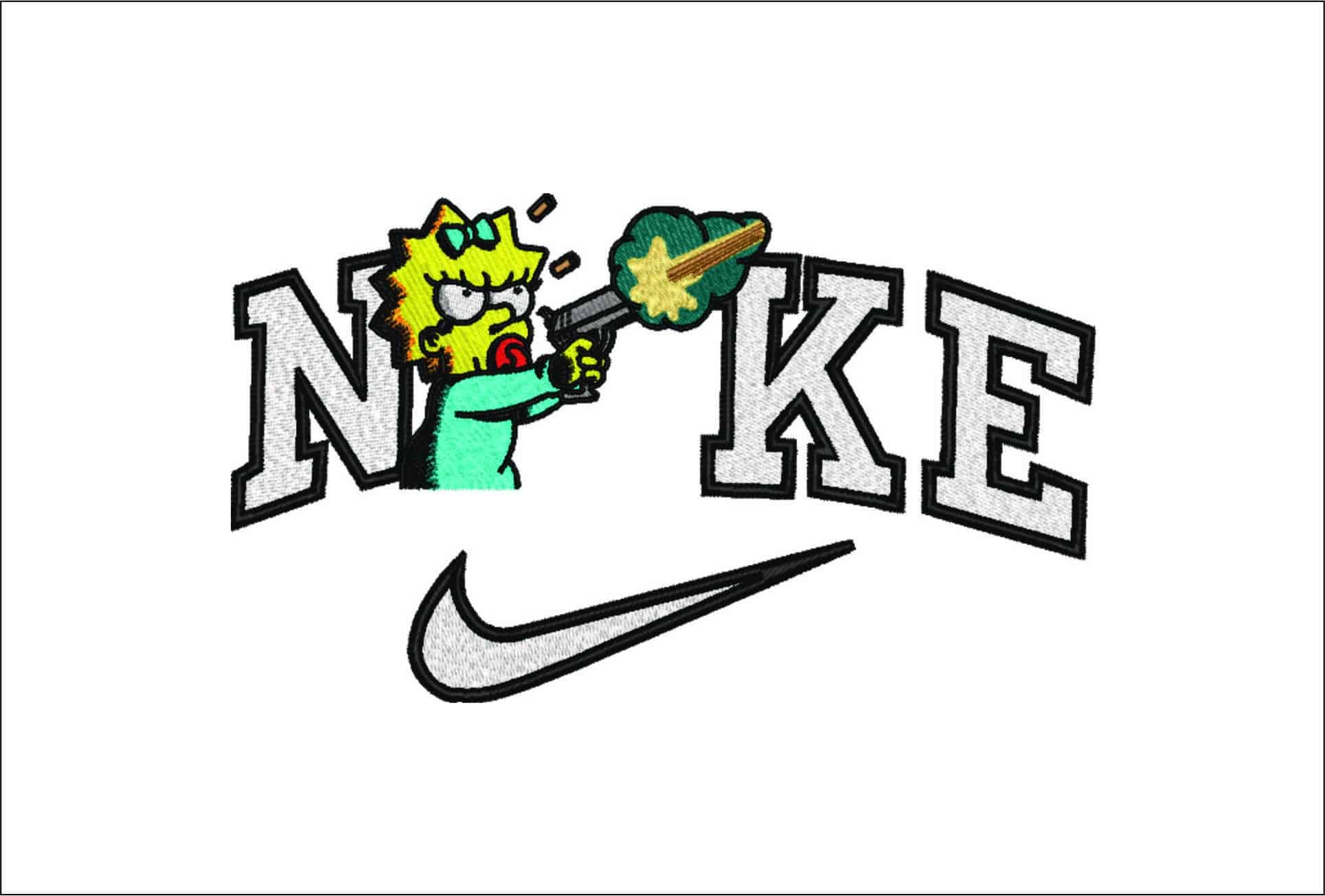 Nike Maggie Simpson Shooting gun-Elegant embroidery design file - instant download