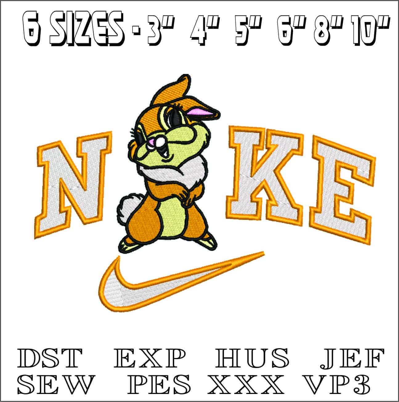 Nike Miss Bunny-Elegant embroidery design file - instant download — view 2