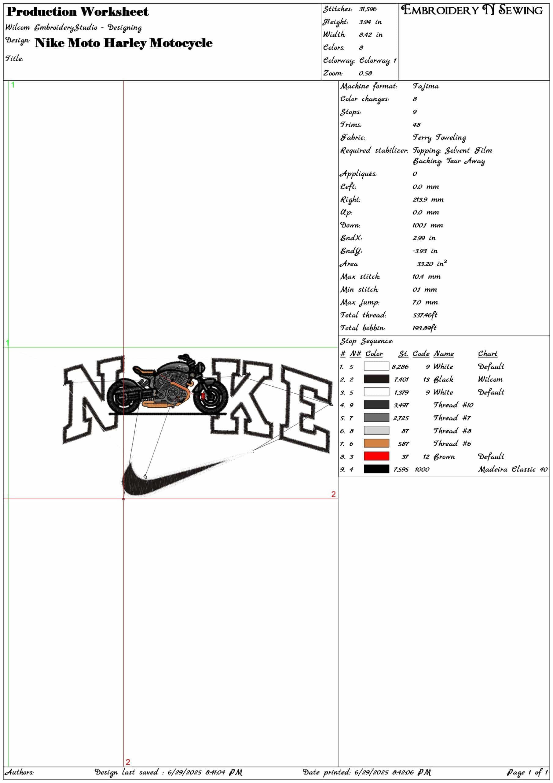 Nike Moto Harley Motorcycle-Elegant embroidery design file - instant download — view 3