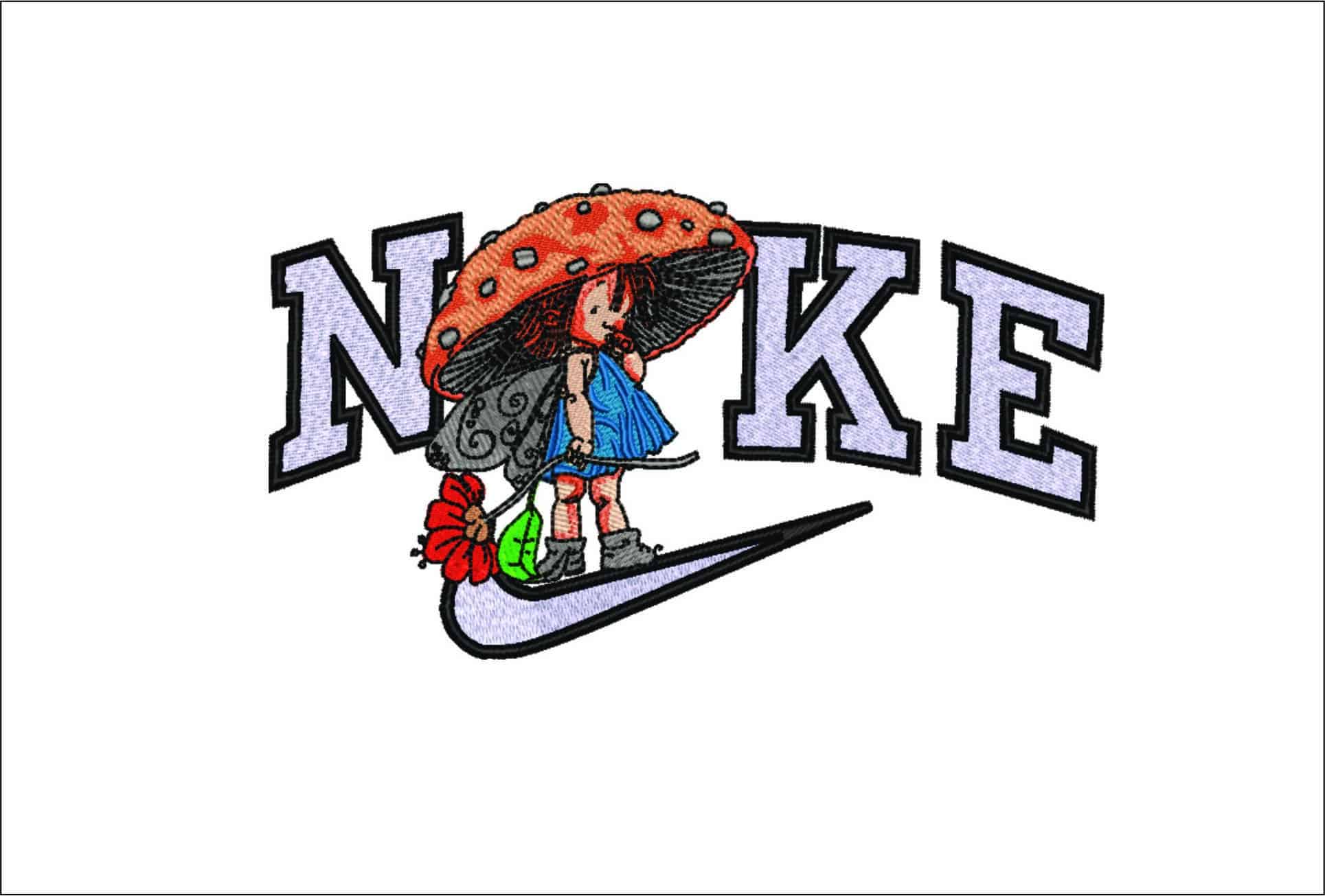 Nike Mushroom Girl-Elegant embroidery design file - instant download