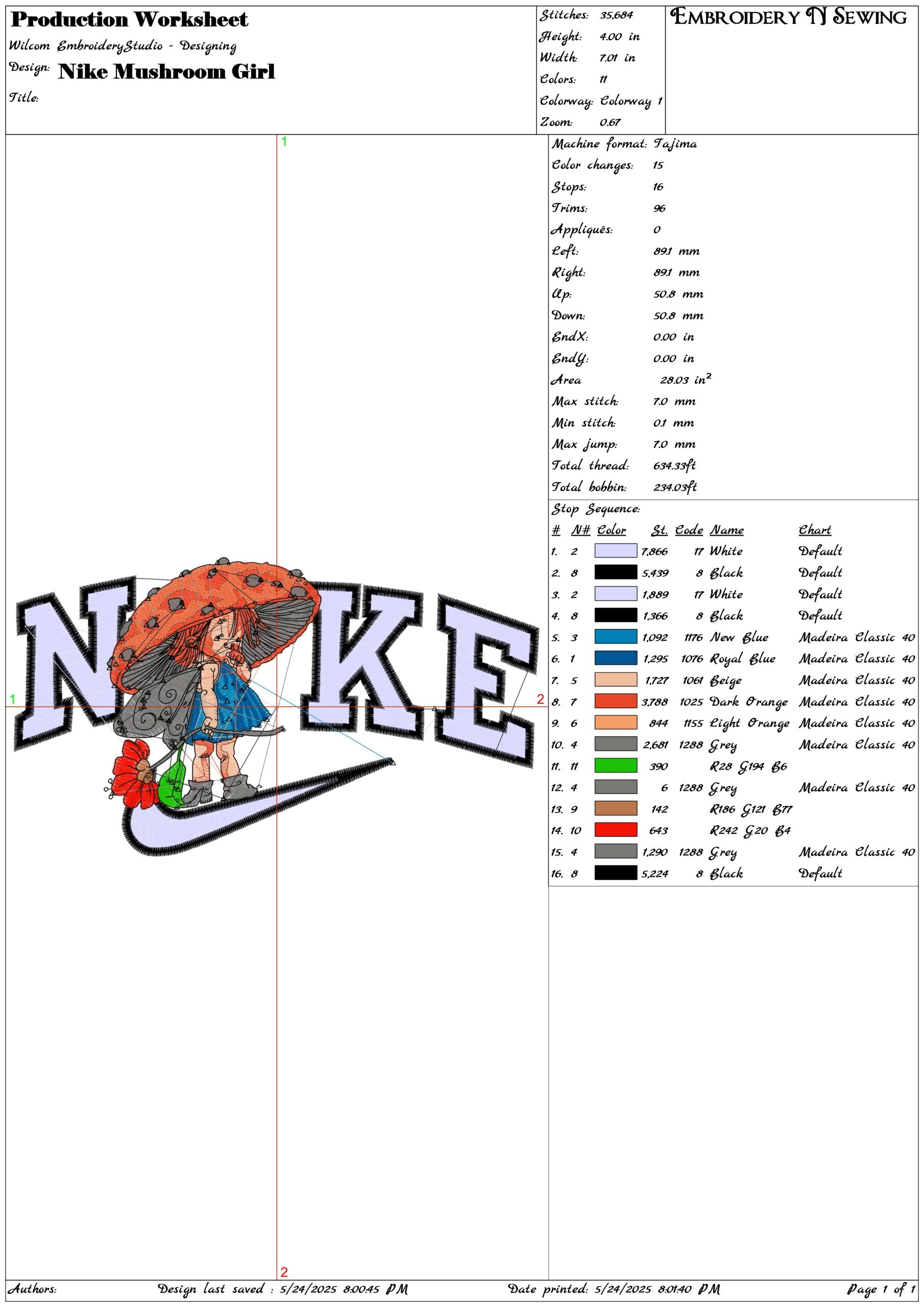 Nike Mushroom Girl-Elegant embroidery design file - instant download — view 3