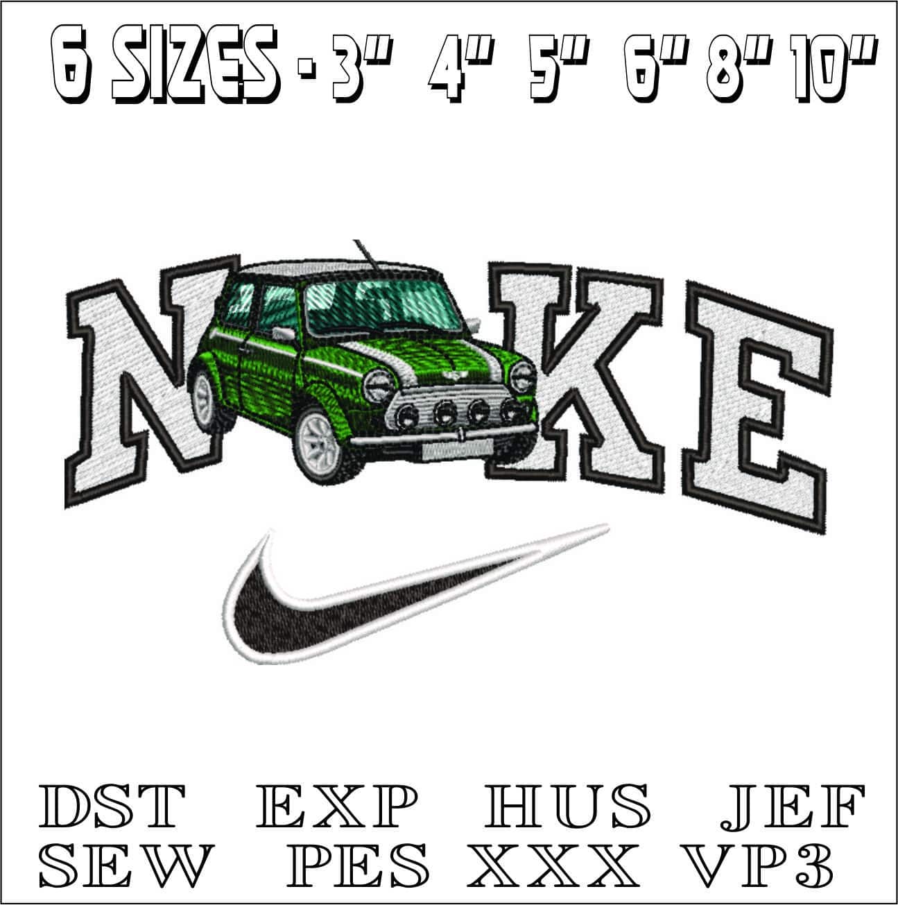 Nike Original Mini Cooper Rover 1.3i-Elegant embroidery design file - instant download — view 2
