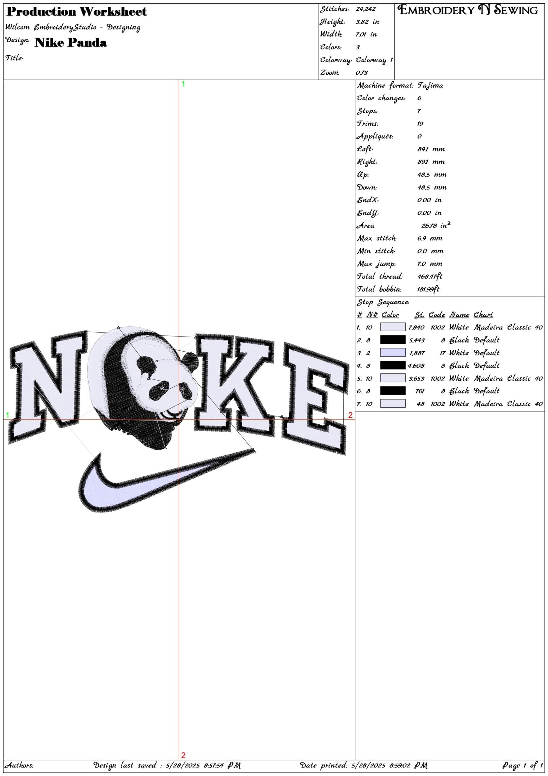Nike Panda-Elegant embroidery design file - instant download — view 3