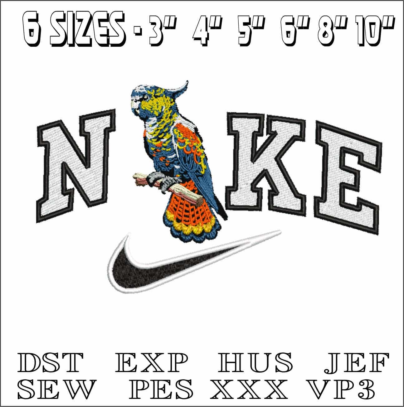 Nike Parrot on Branch-Elegant embroidery design file - instant download — view 2