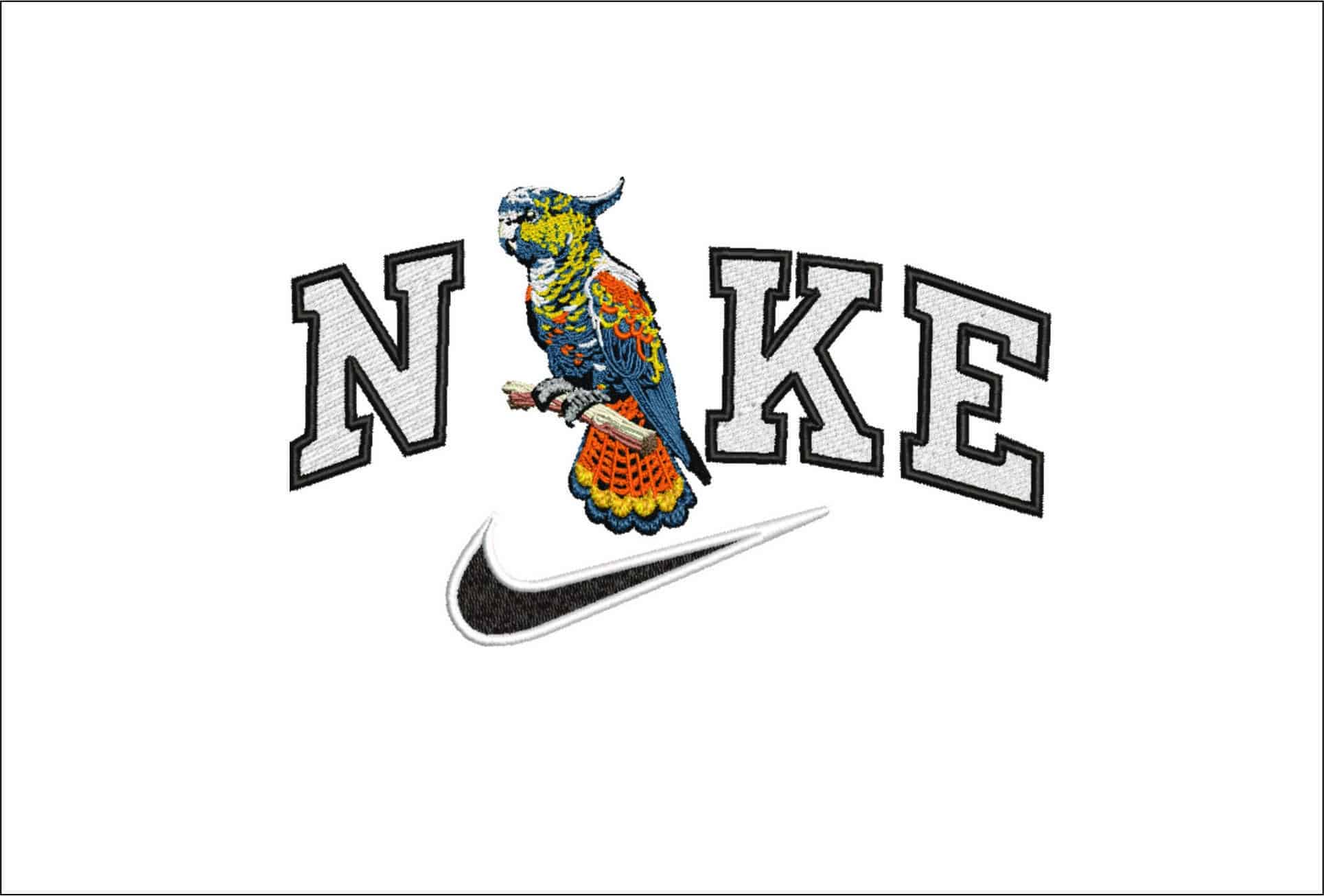 Nike Parrot on Branch-Elegant embroidery design file - instant download