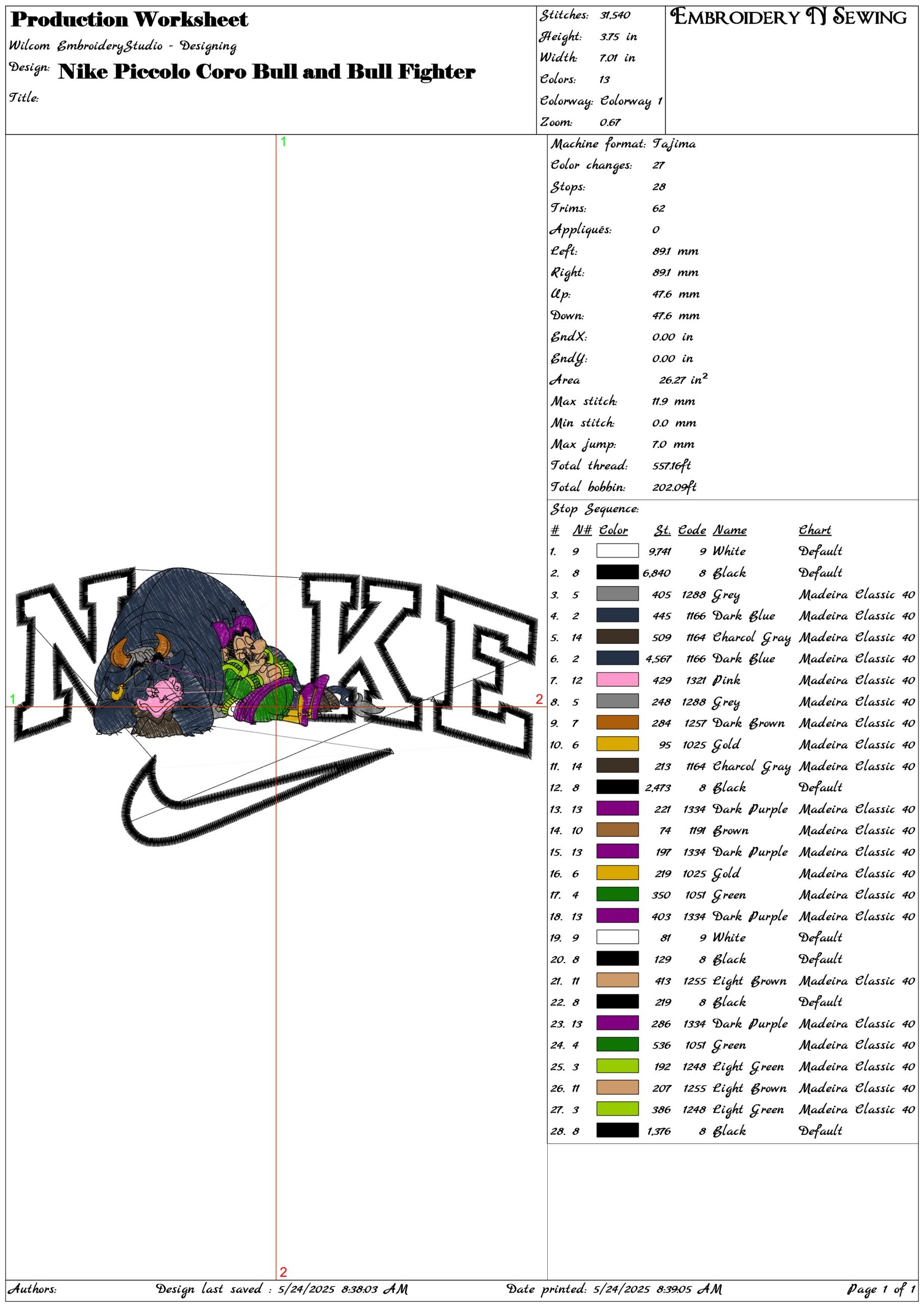 Nike Piccolo Coro Bull and Bull Fighter-Elegant embroidery design file - instant download — view 3