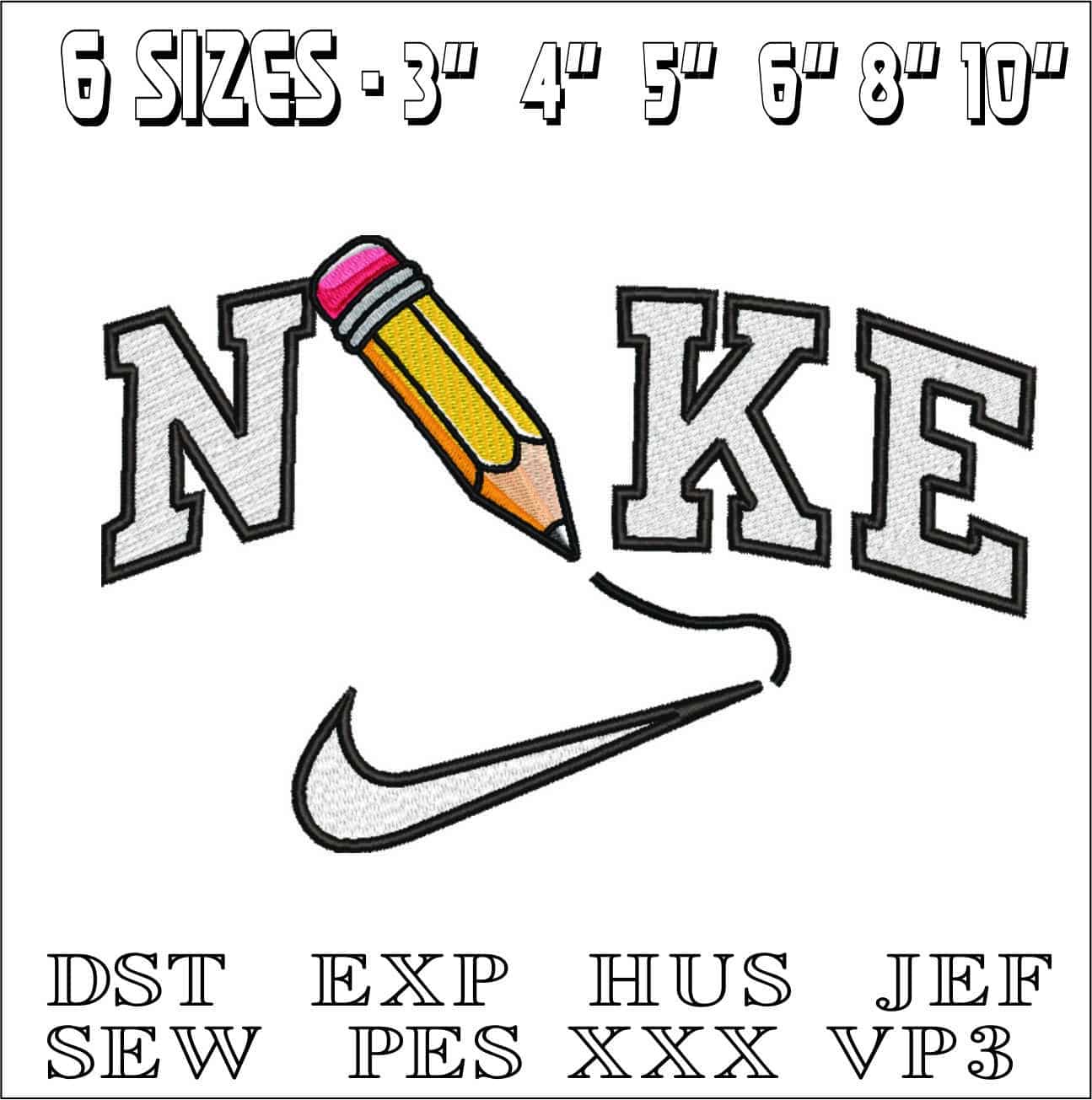 Nike Pencil writing-Elegant embroidery design file - instant download — view 2