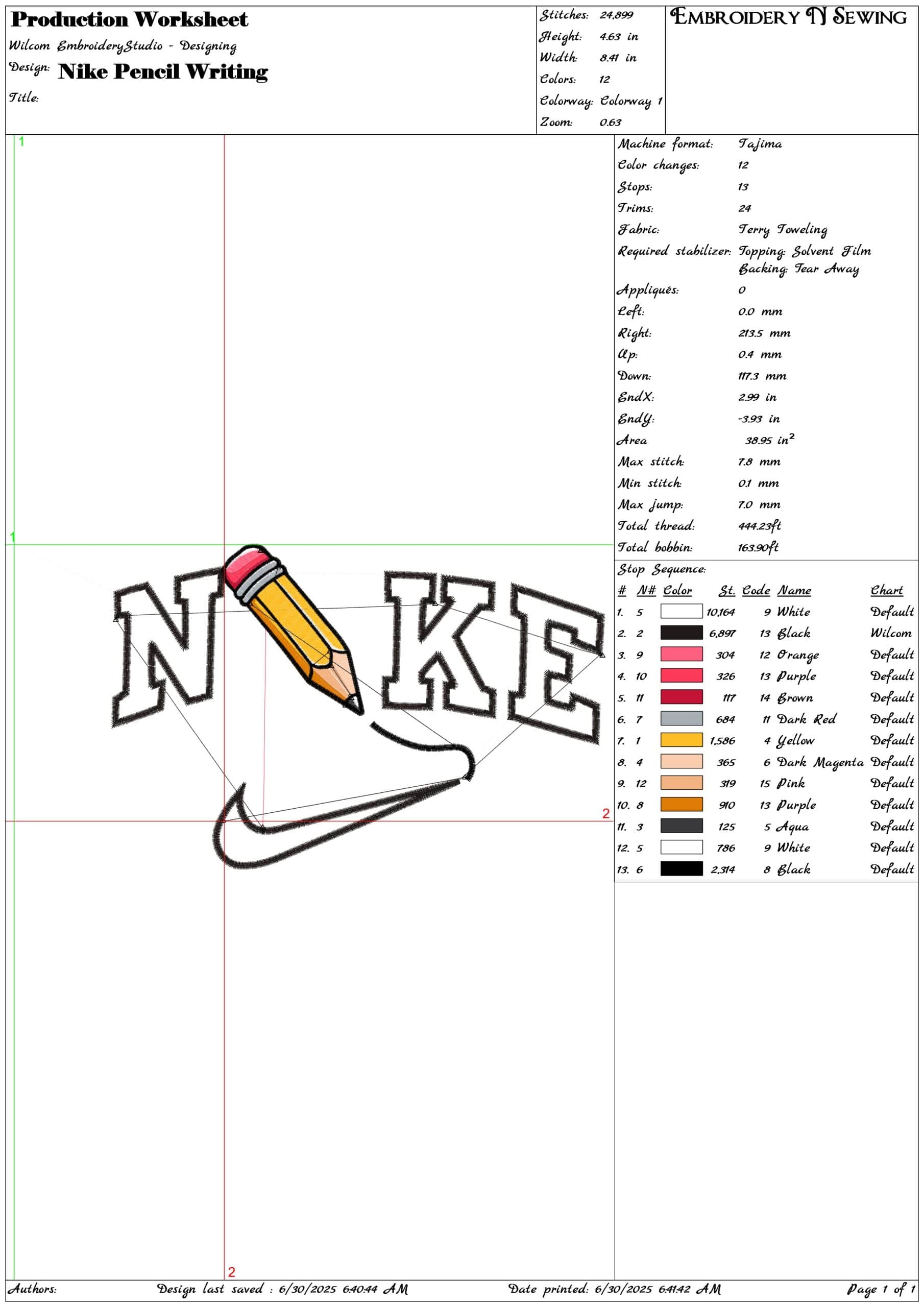 Nike Pencil writing-Elegant embroidery design file - instant download — view 3