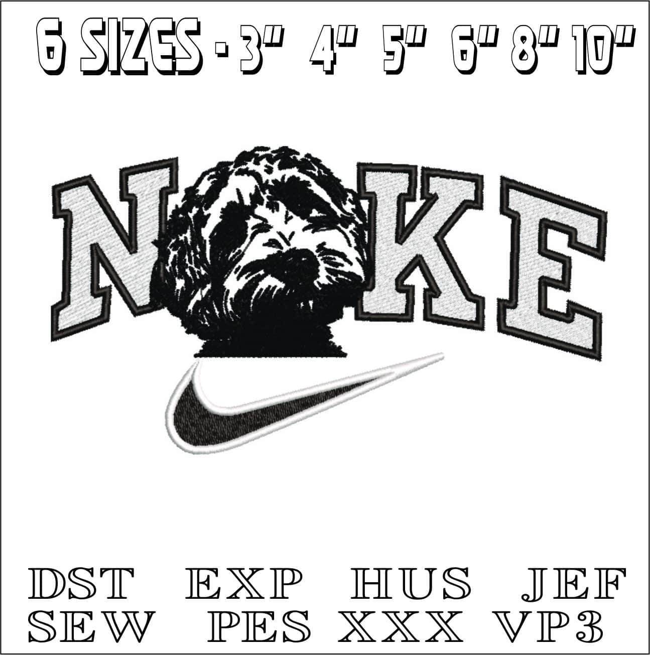 Nike Poodle Face-Elegant embroidery design file - instant download — view 2