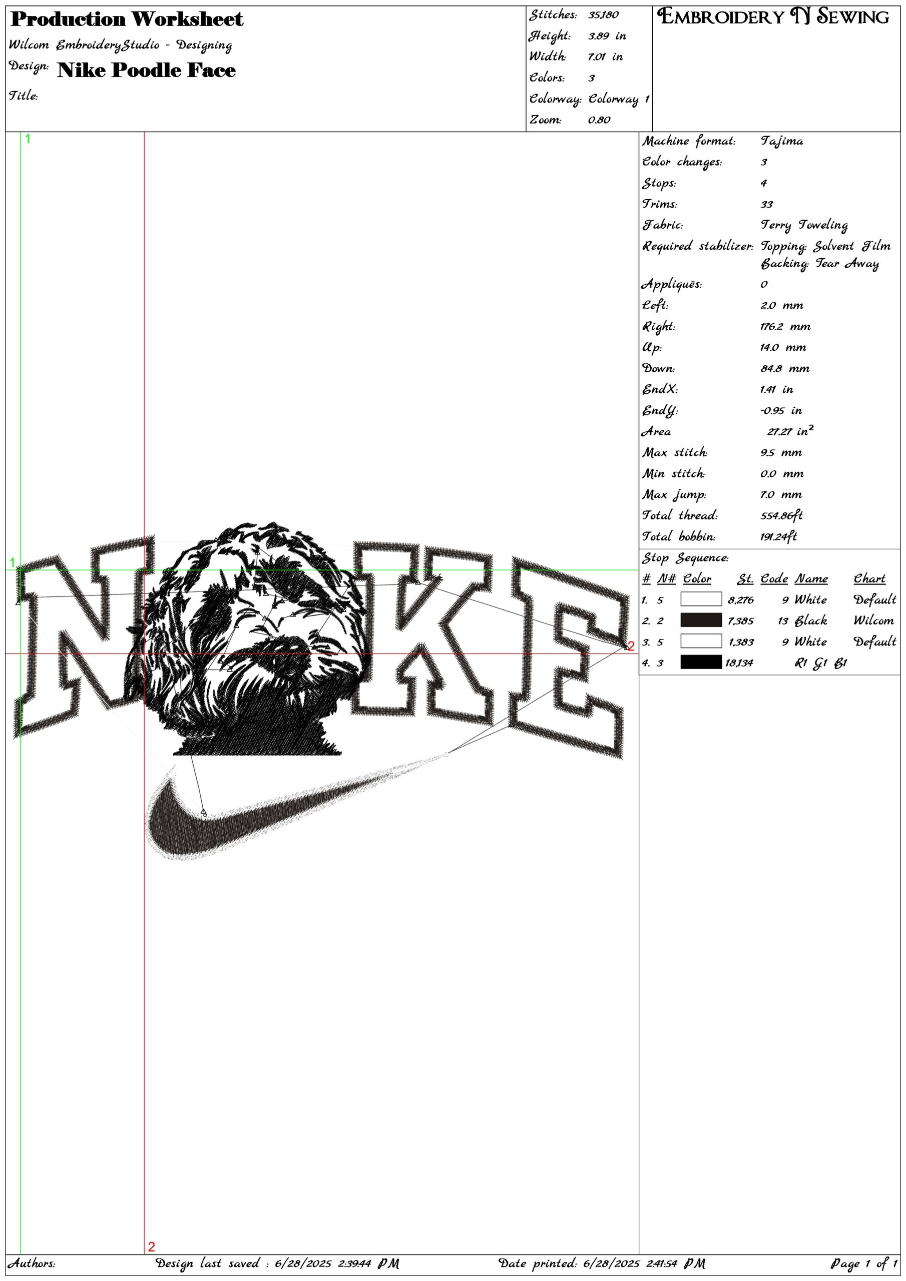 Nike Poodle Face-Elegant embroidery design file - instant download — view 3