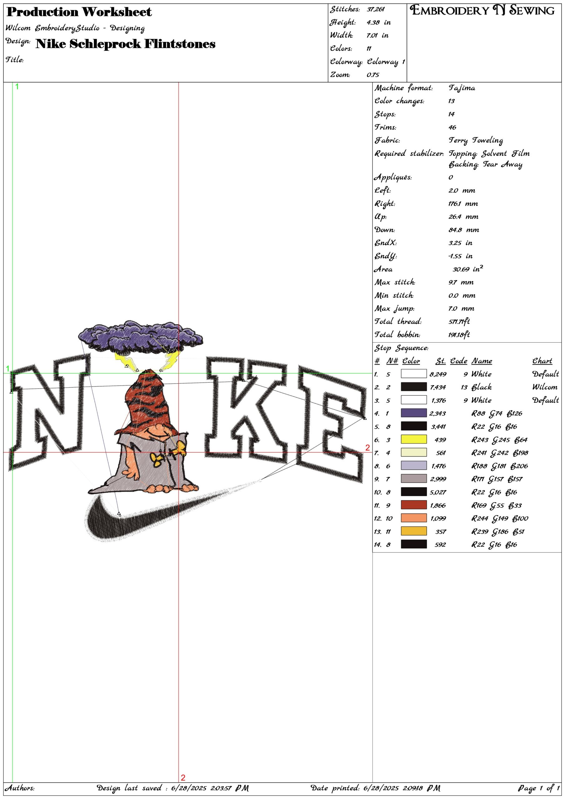 Nike Schleprock Flintstones-Elegant embroidery design file - instant download — view 3