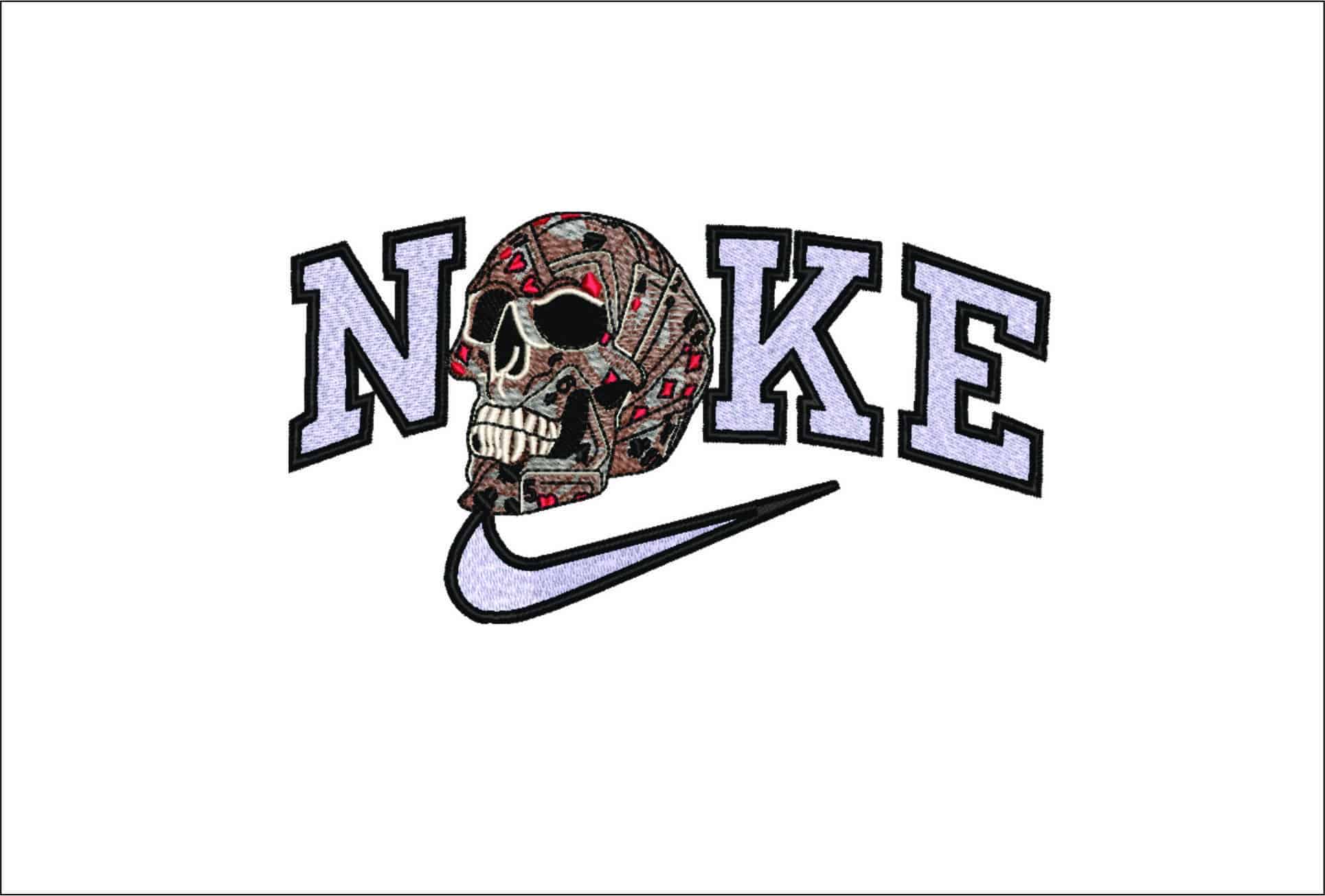 Nike Skull drom deck of cards-Elegant embroidery design file - instant download