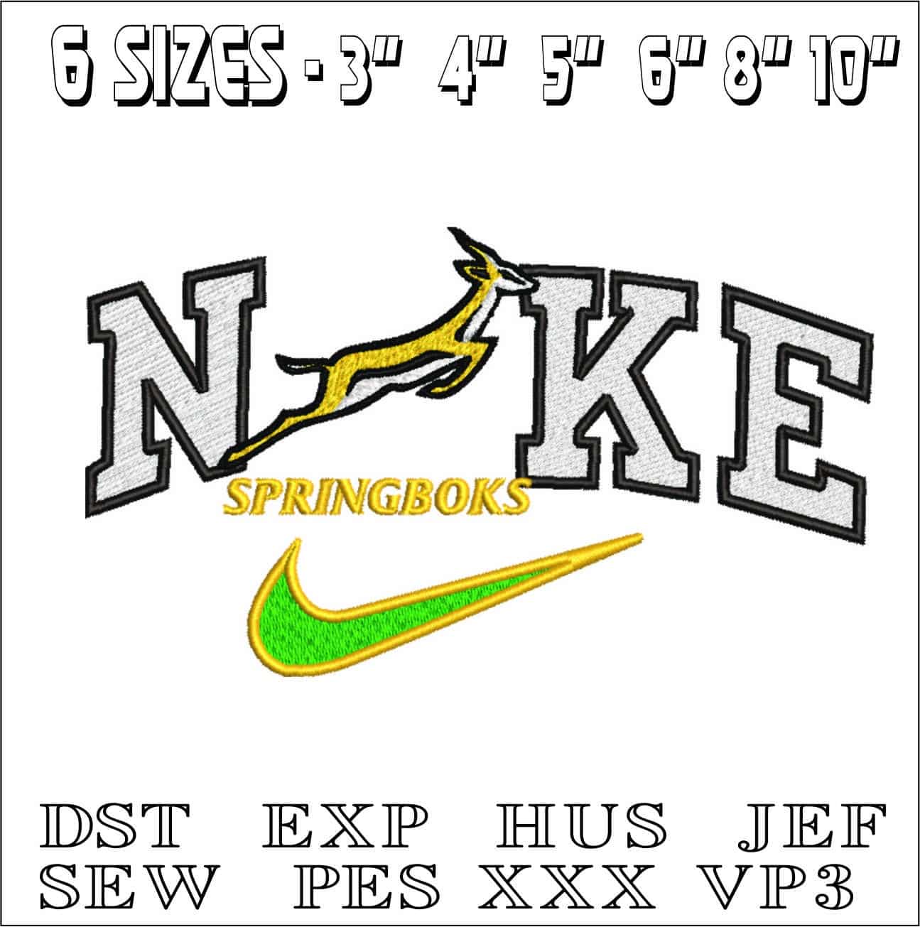 Nike Springbok with writing-Elegant embroidery design file - instant download — view 2