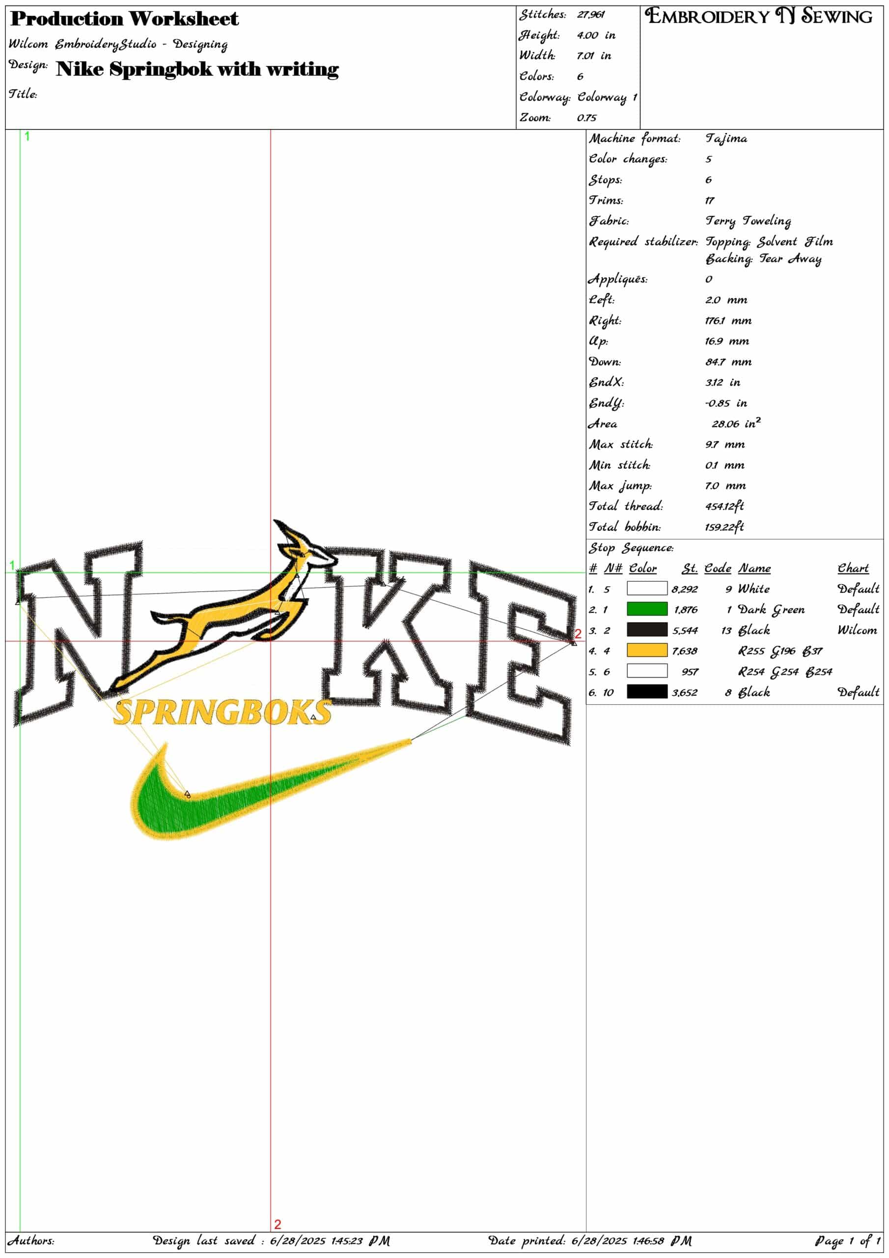 Nike Springbok with writing-Elegant embroidery design file - instant download — view 3