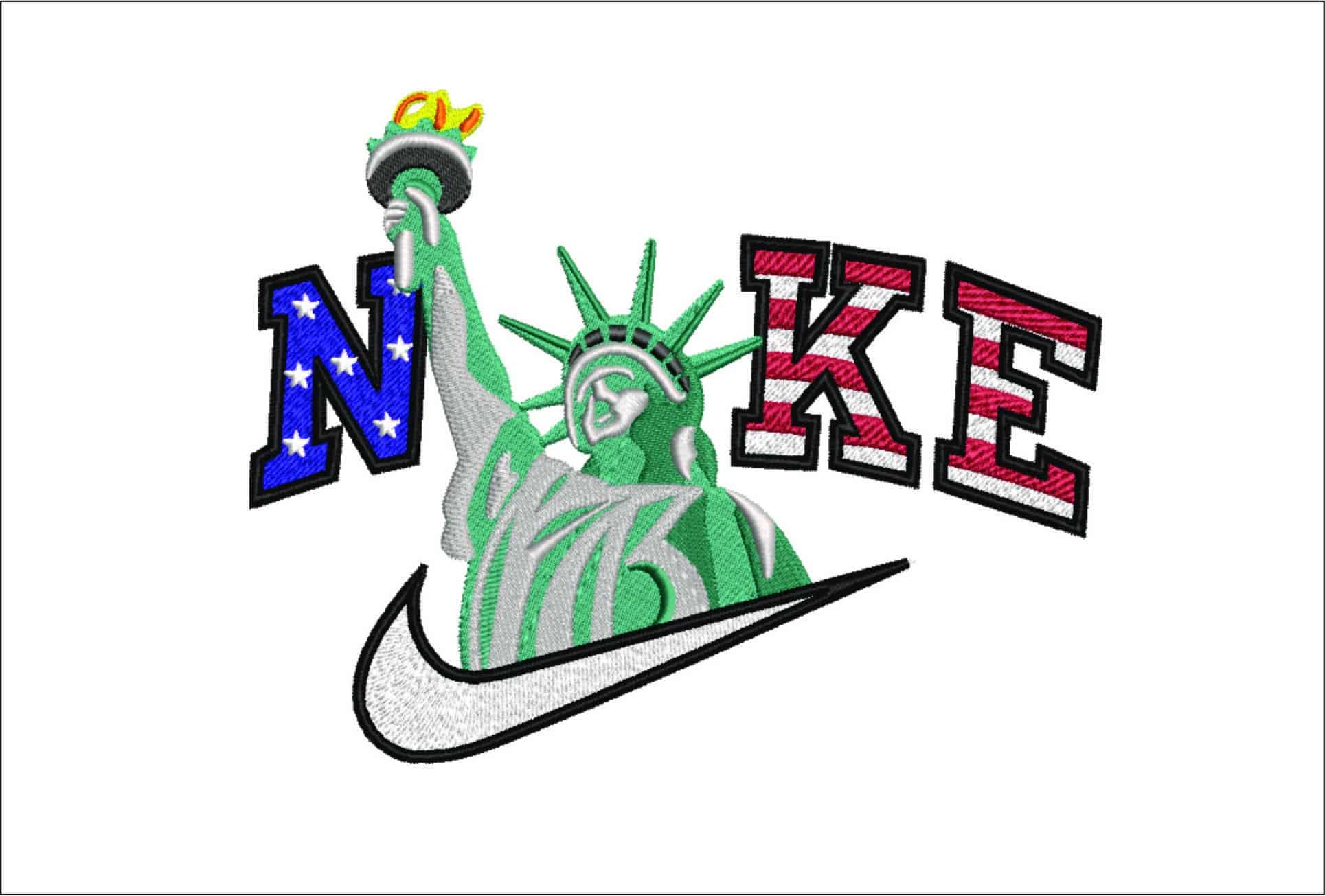 Nike Statue of Liberty-Elegant embroidery design file - instant download